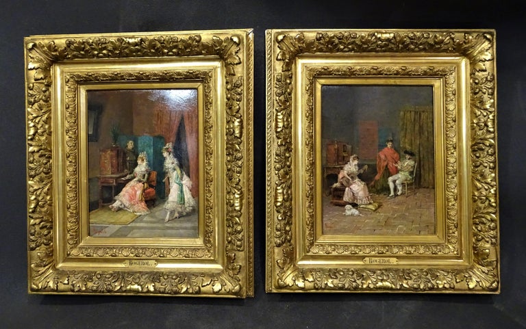 French 19th Century Pair of Paintings, Oil on Canvas For Sale 8