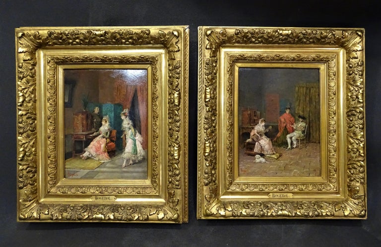 French 19th Century Pair of Paintings, Oil on Canvas For Sale 11