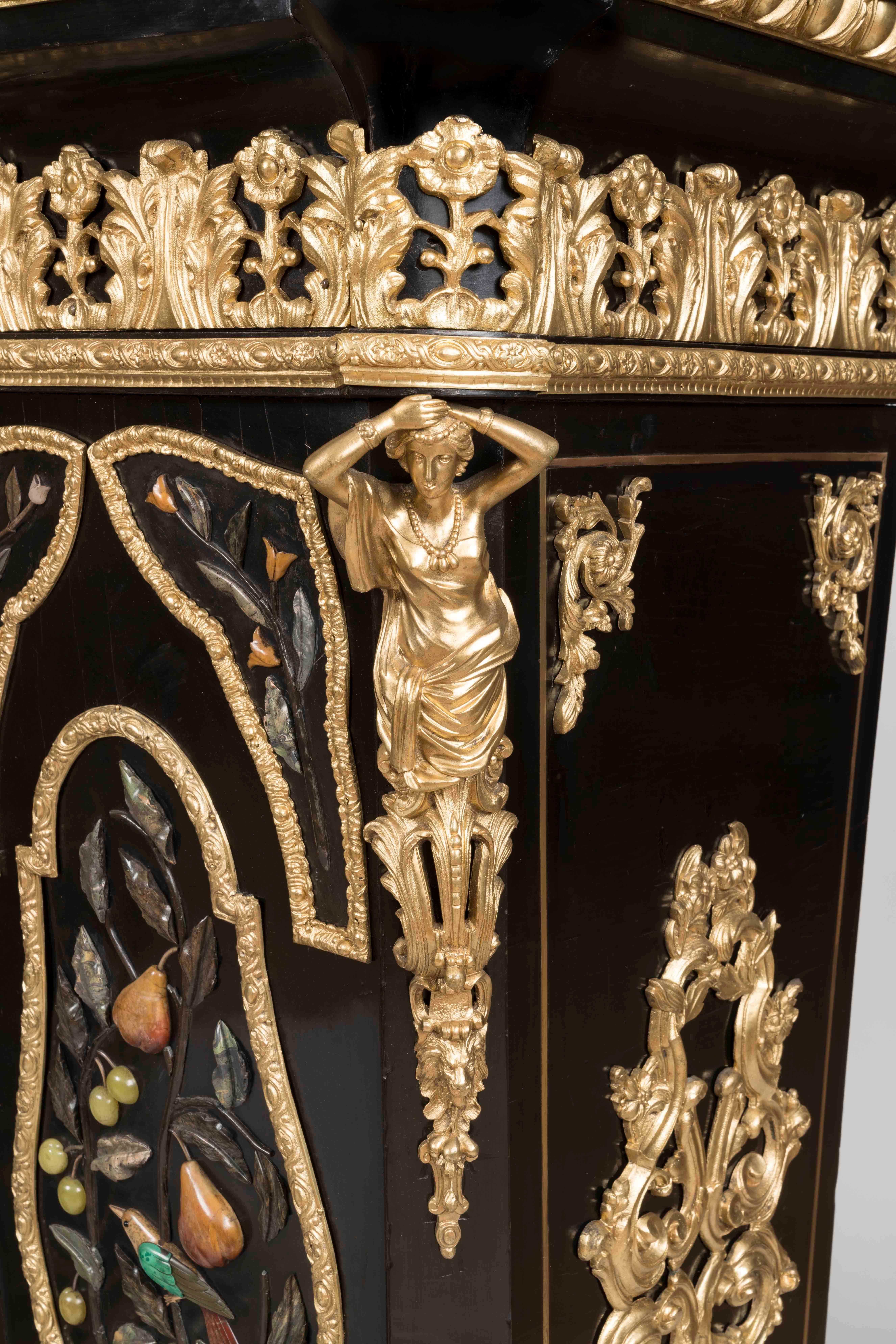 Napoleon III French 19th Century Pair of Pietra Dura Pedestals in the Manner of Befort Fils For Sale