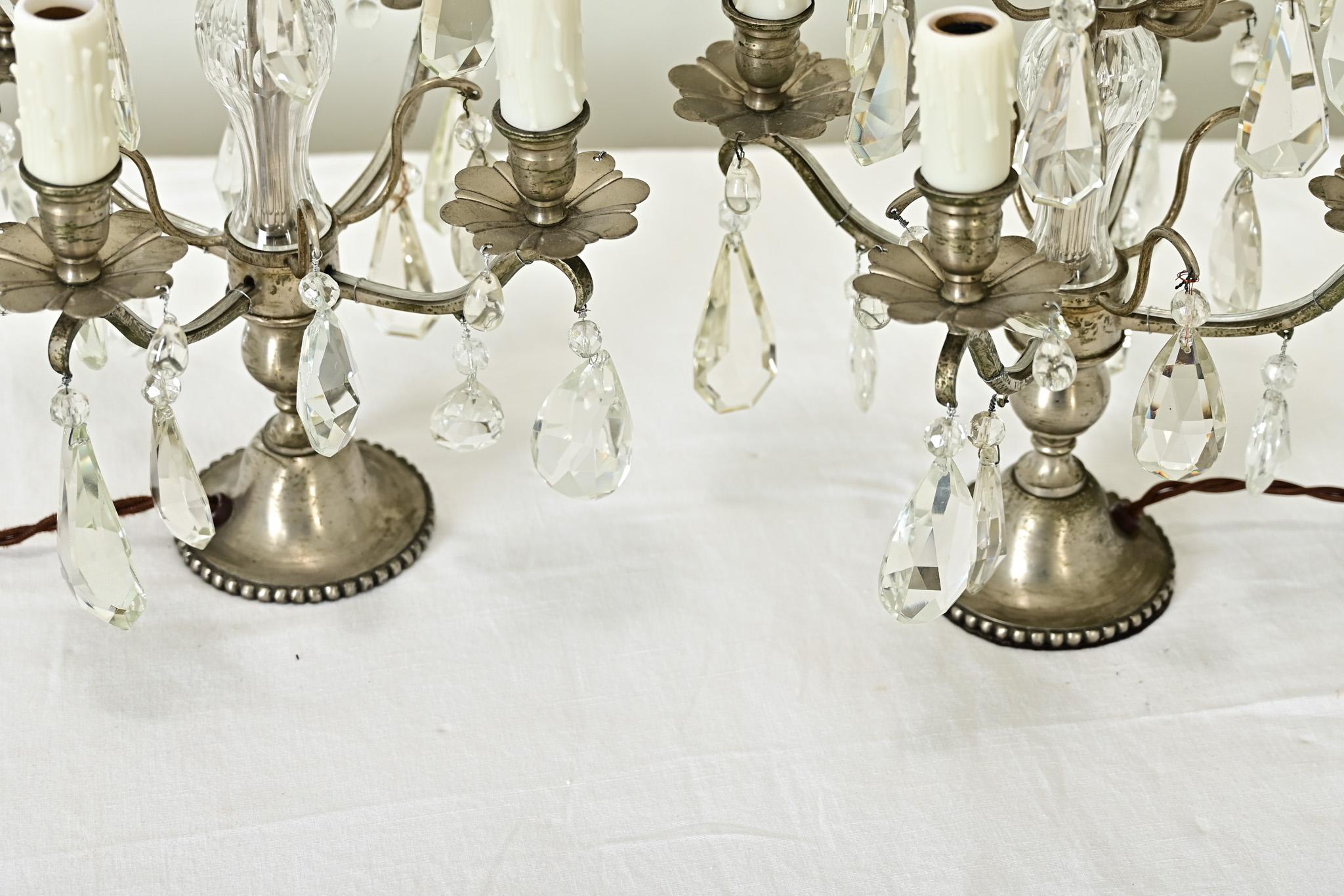 Pareja de Girándolas de Cristal Francesas del Siglo XIX en venta 6