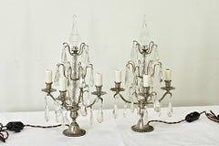 Französisch 19. Jahrhundert Paar verdrahtete Kristall-Girandolen