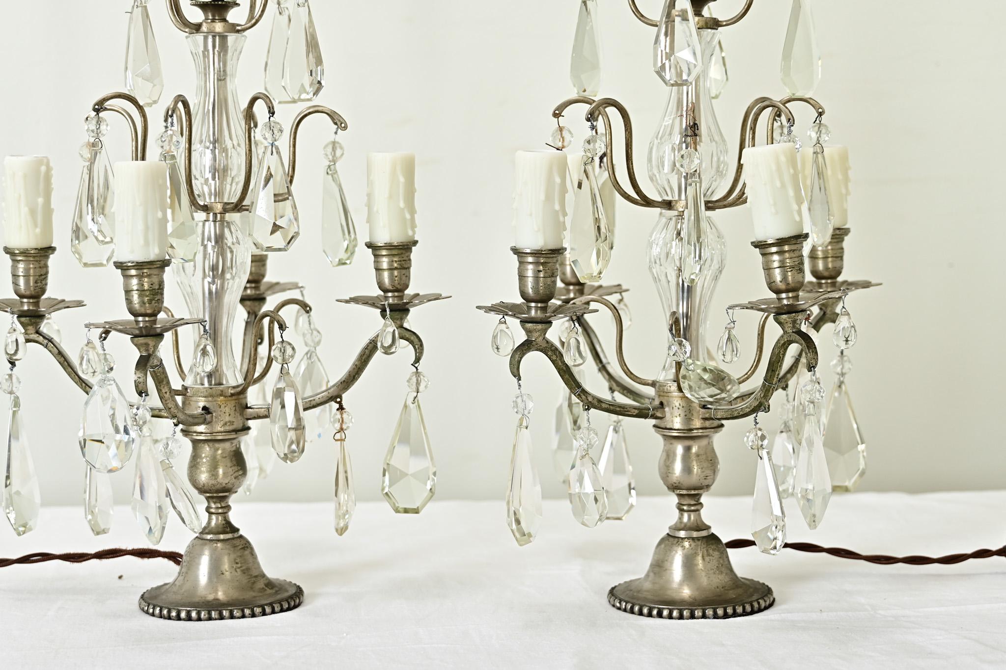 Pareja de Girándolas de Cristal Francesas del Siglo XIX Otro en venta
