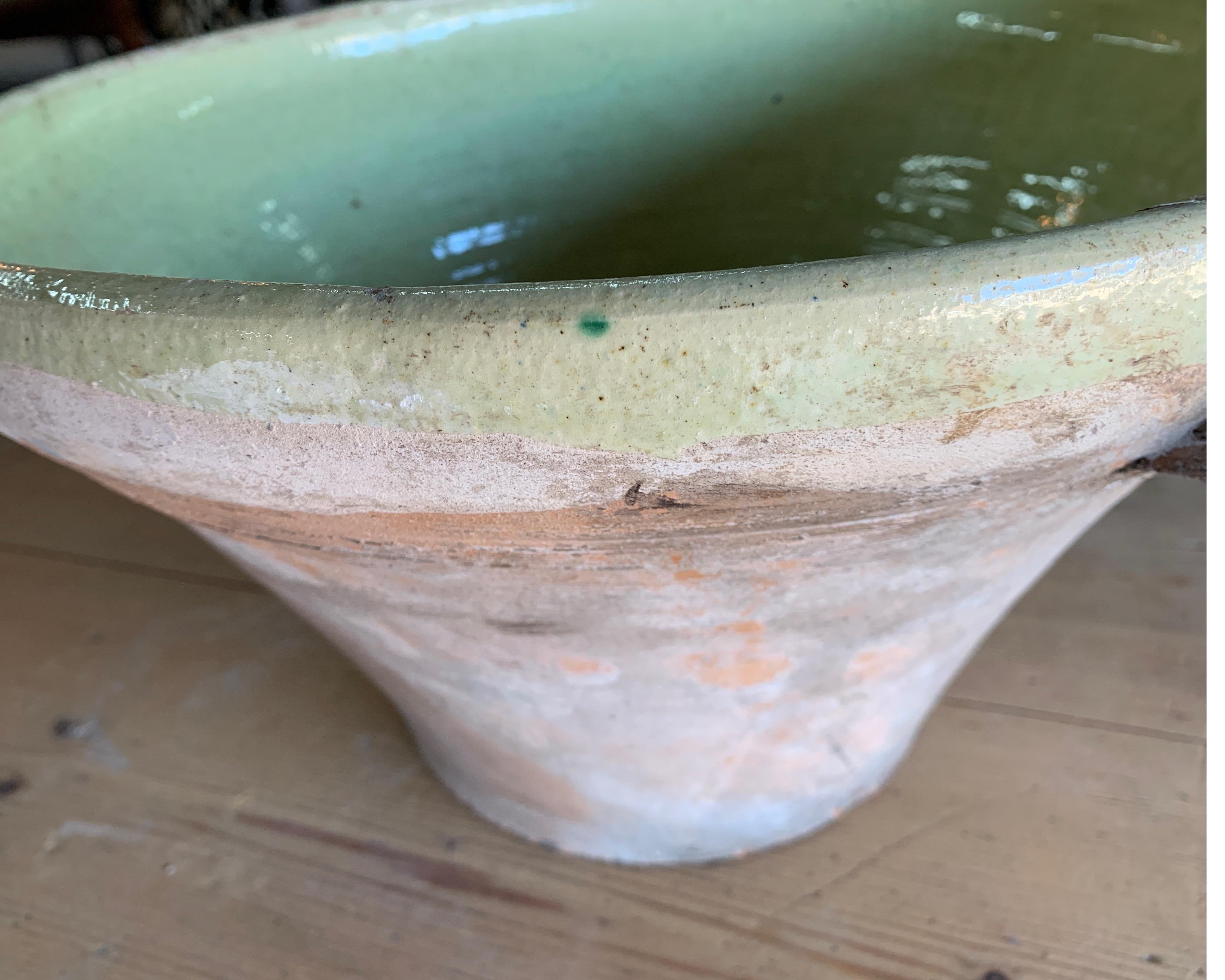 French 19th Century Pale Green Interior Glazed Bowl 6