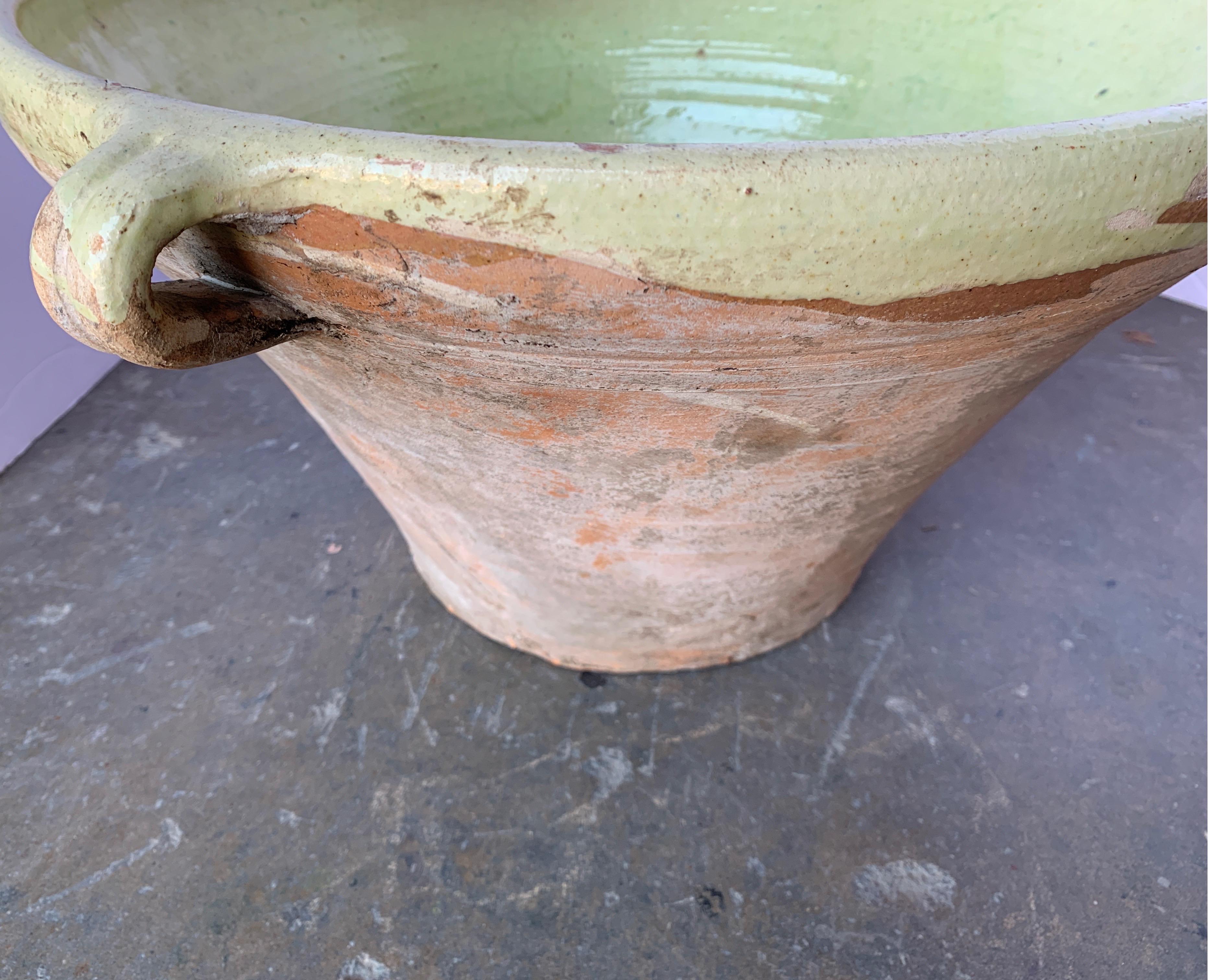 French 19th Century Pale Green Interior Glazed Bowl 2