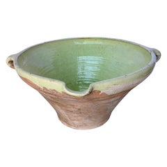 Antique French 19th Century Pale Green Interior Glazed Bowl