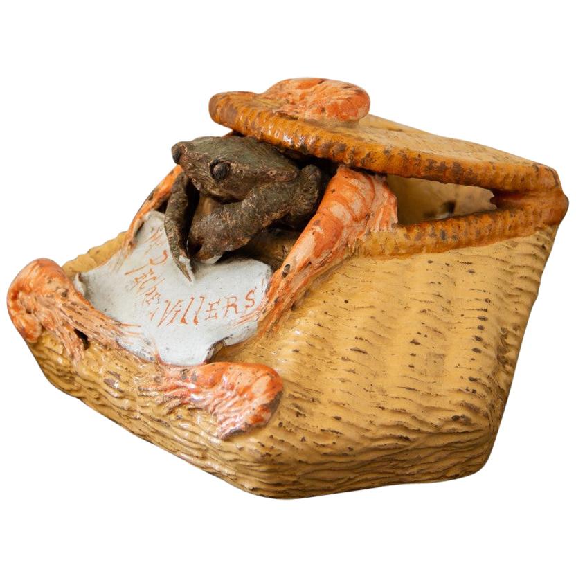 French 19th Century Palissy Ware Crab Salt Box