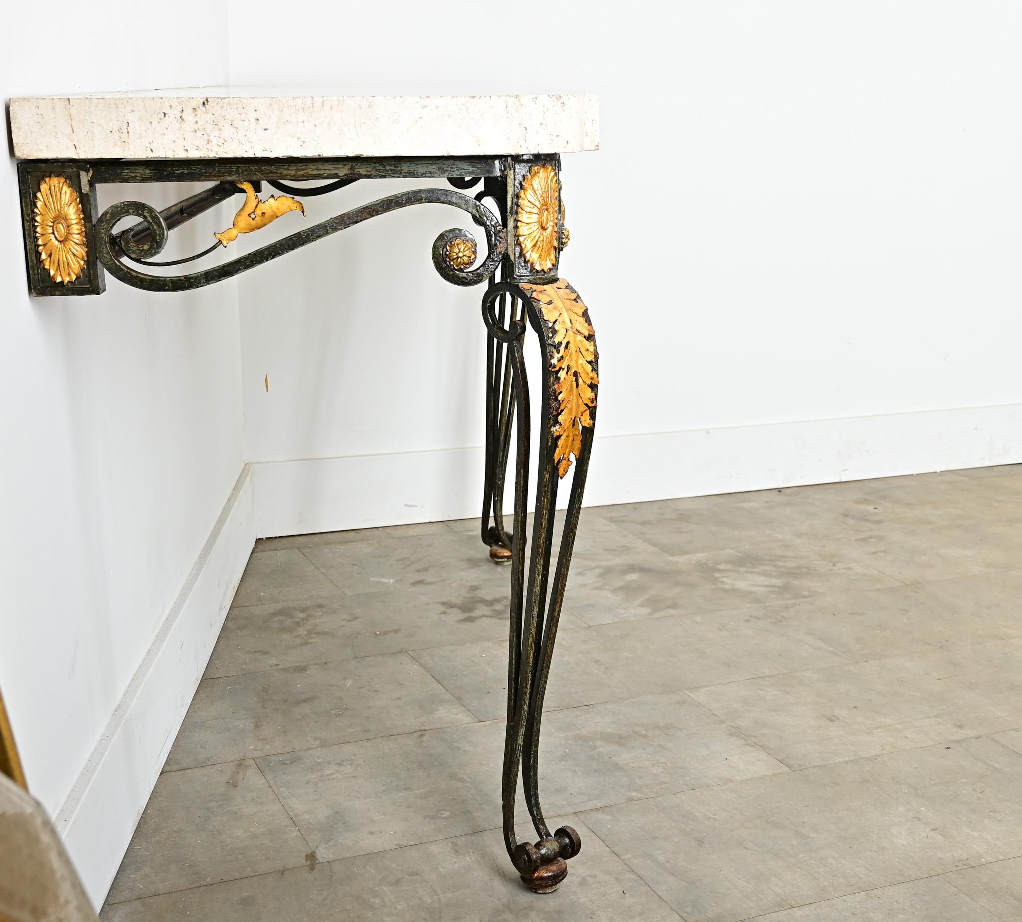 French 19th Century Parcel Gilt Wall-Mounting Iron Console For Sale 5
