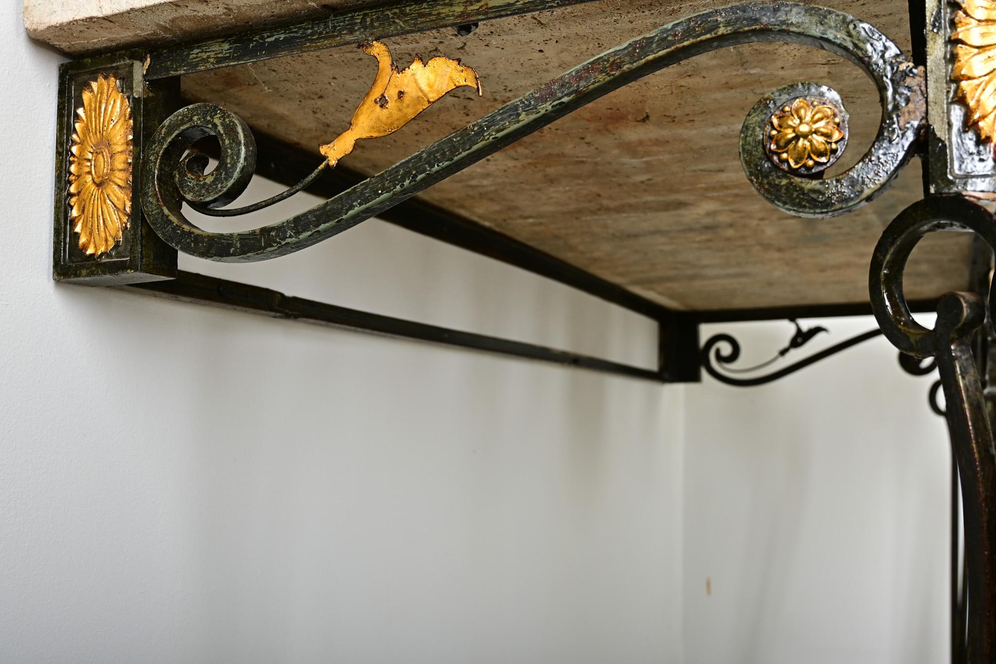 French 19th Century Parcel Gilt Wall-Mounting Iron Console For Sale 6
