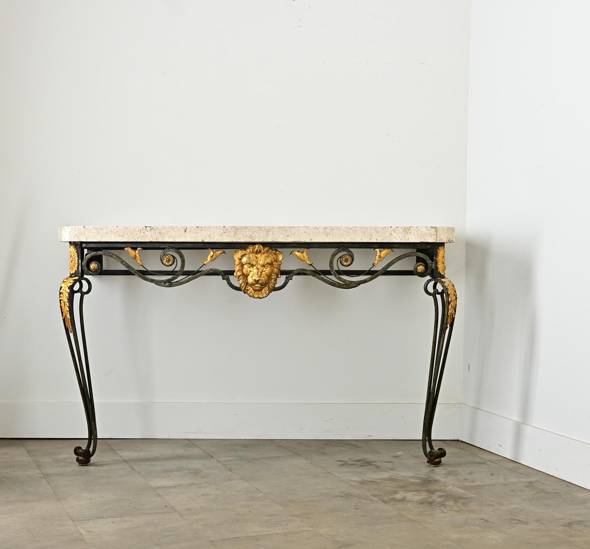 Louis XV French 19th Century Parcel Gilt Wall-Mounting Iron Console For Sale