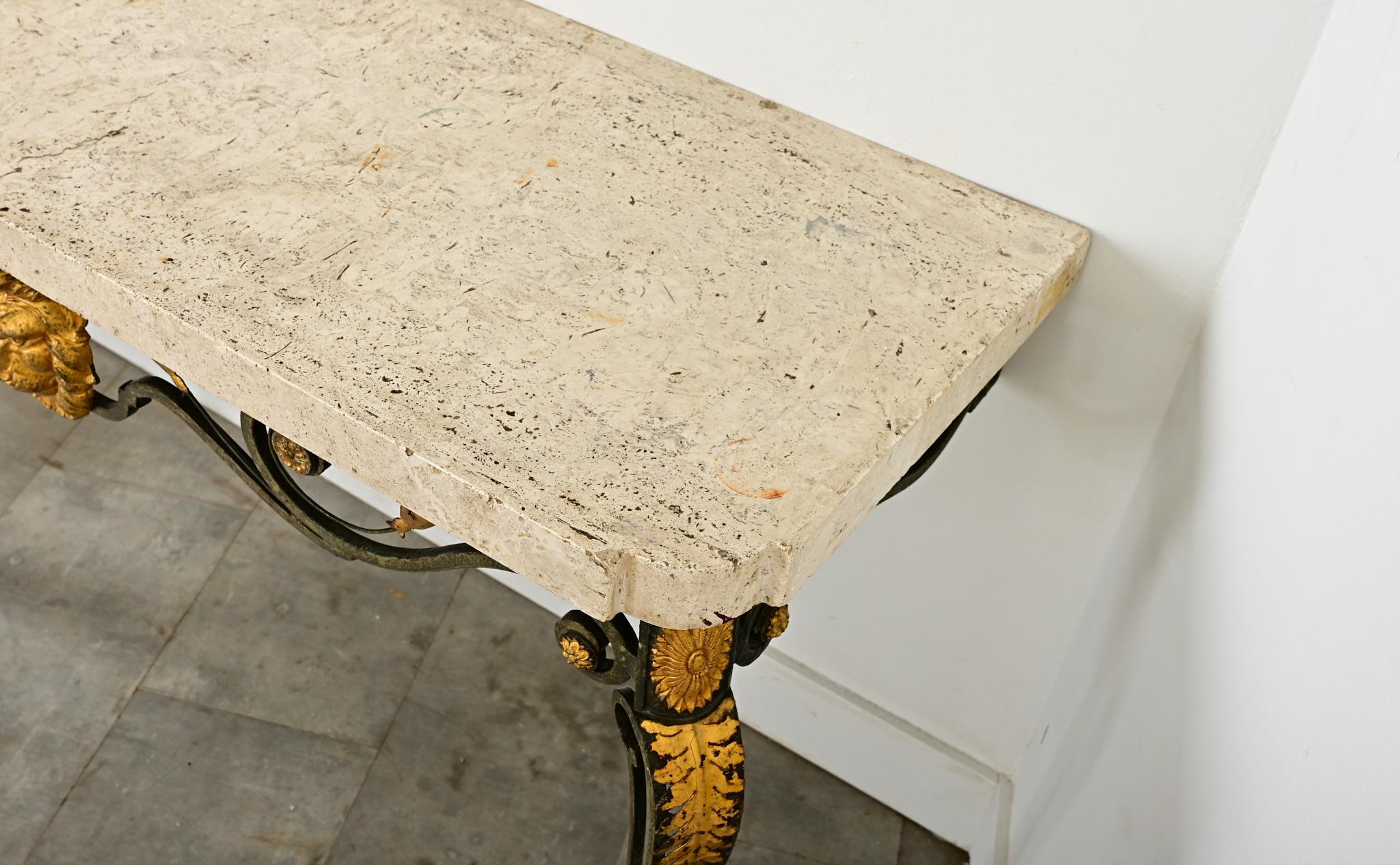 French 19th Century Parcel Gilt Wall-Mounting Iron Console For Sale 1