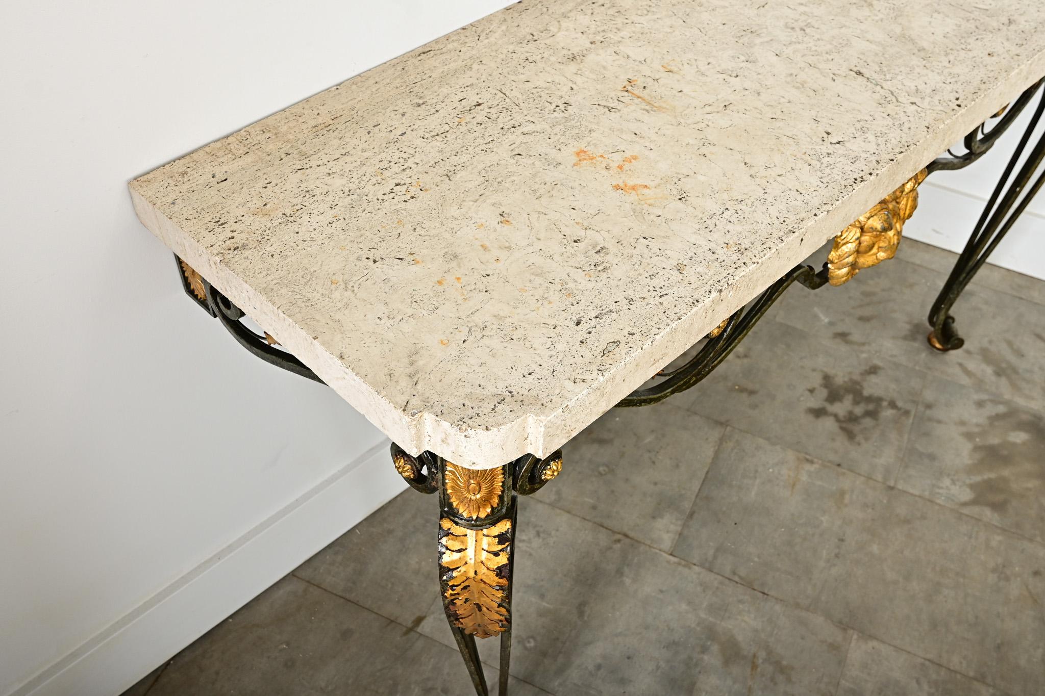 French 19th Century Parcel Gilt Wall-Mounting Iron Console For Sale 2