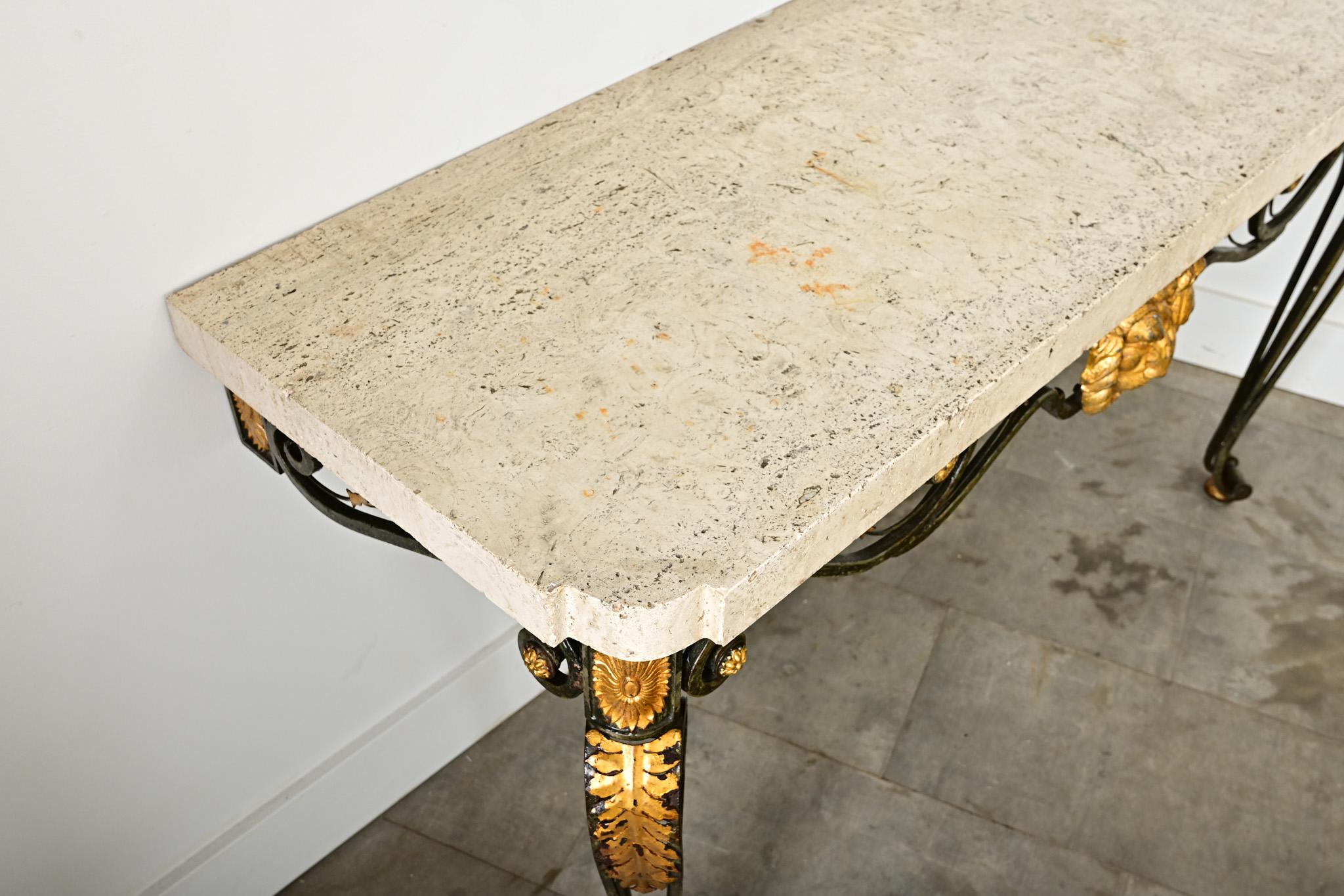 French 19th Century Parcel Gilt Wall-Mounting Iron Console For Sale 3