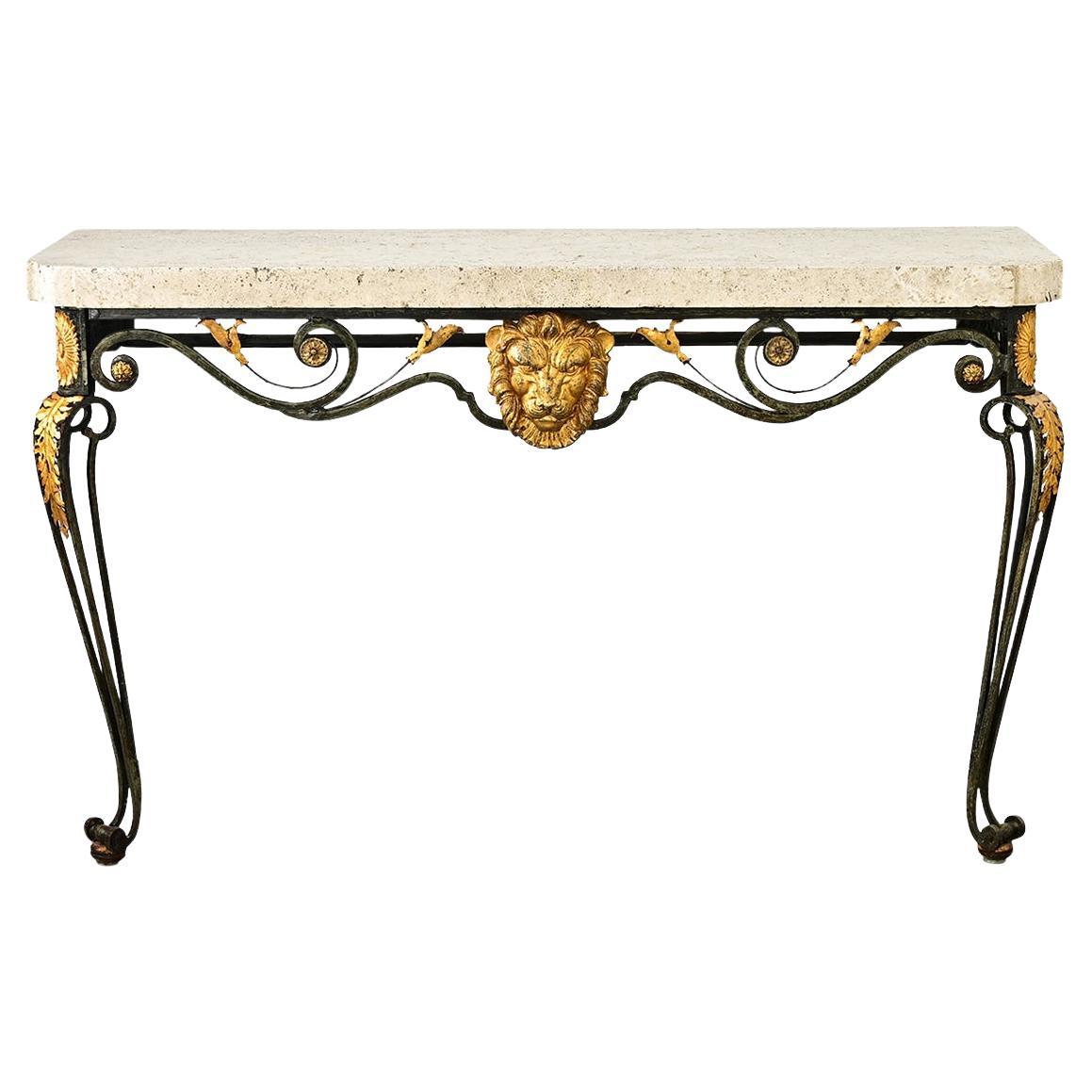 French 19th Century Parcel Gilt Wall-Mounting Iron Console For Sale