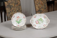 French 19th Century Paris Porcelain Dessert Set with Five Plates and Compote