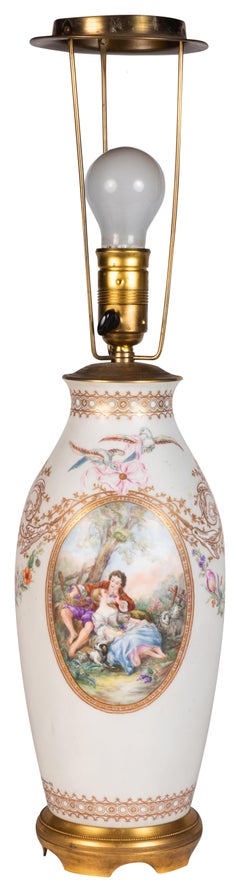 French 19th Century Paris ware porcelain Lamp.