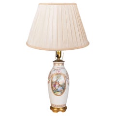 Antique French 19th Century Paris ware porcelain Lamp.