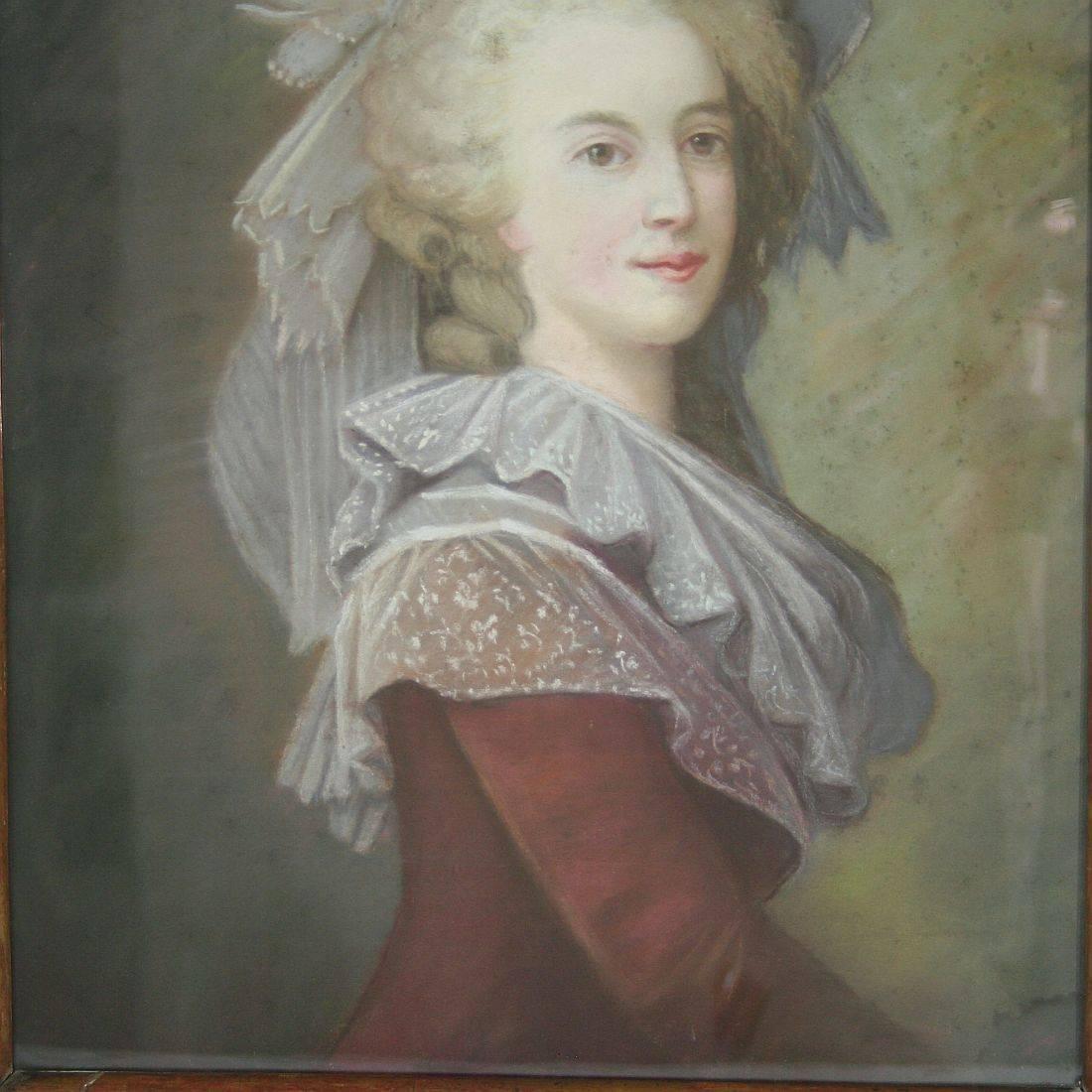 Belle Époque French 19th Century Pastel Portrait of a Young Lady