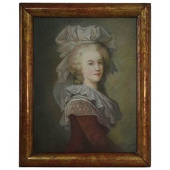 French 19th Century Pastel Portrait of a Young Lady