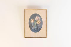 Pintura al pastel francesa del siglo XIX que representa un ramo de tulipanes