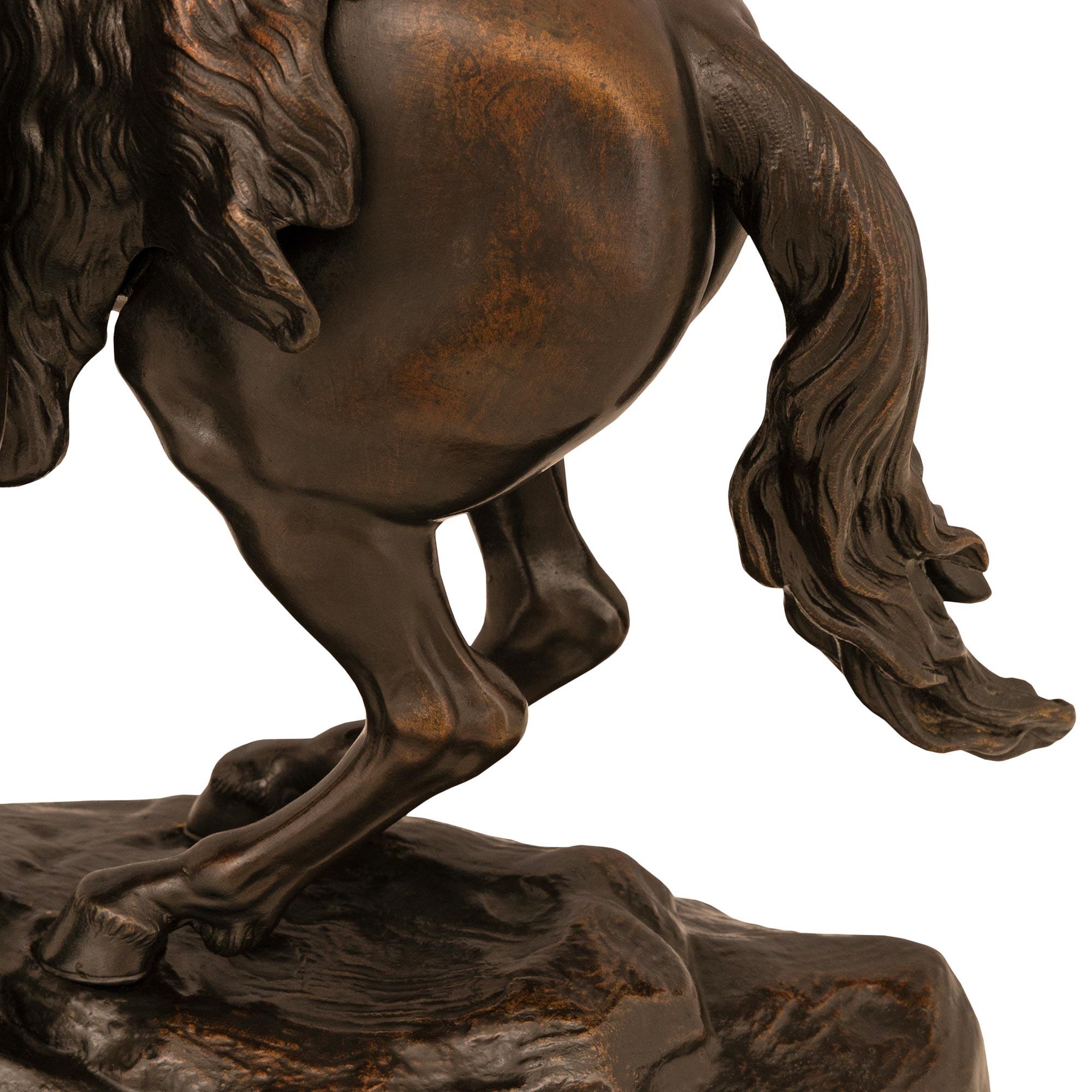French 19th Century Patinated Bronze And Ormolu Statue Of A Horse And Groom For Sale 4