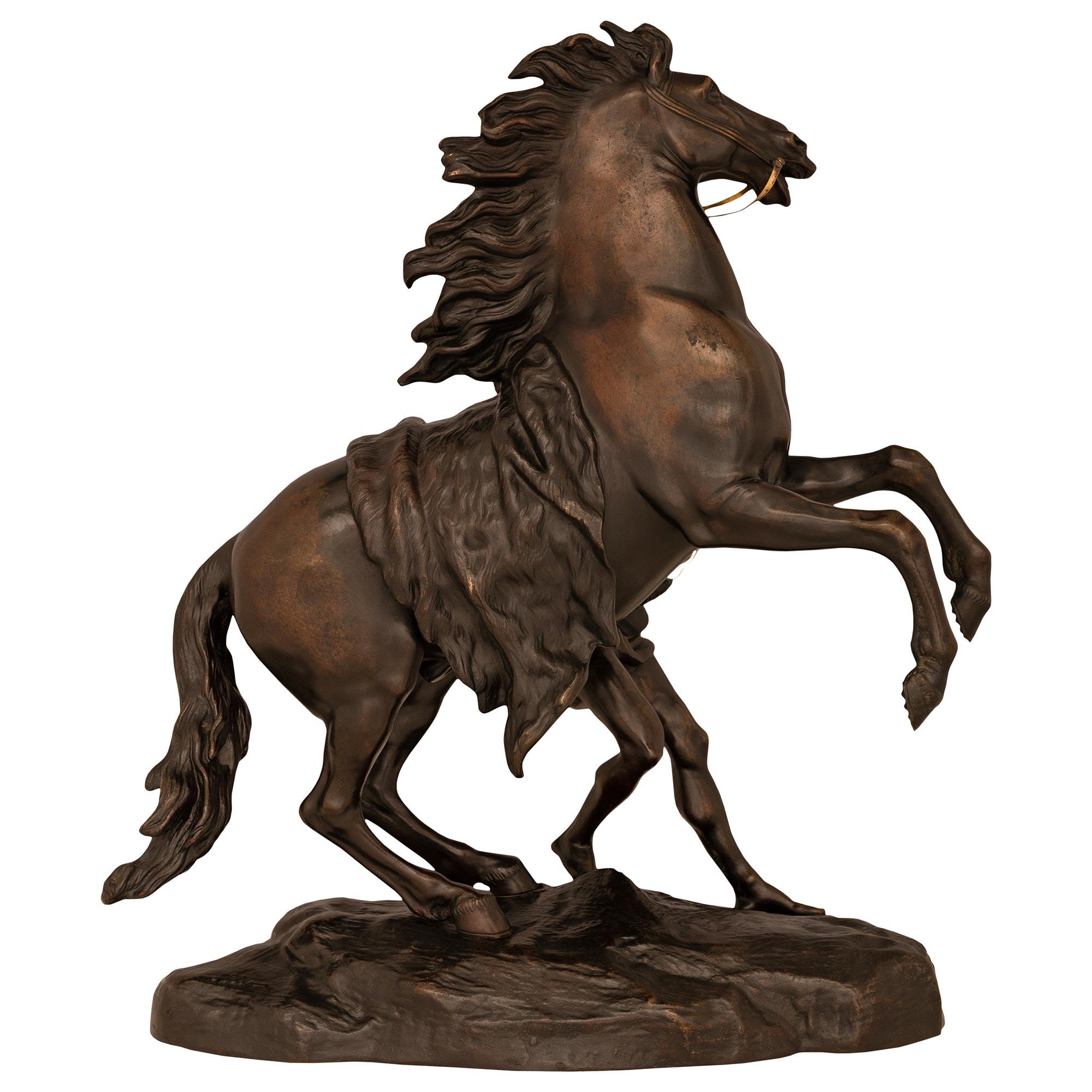 French 19th Century Patinated Bronze And Ormolu Statue Of A Horse And Groom For Sale 6