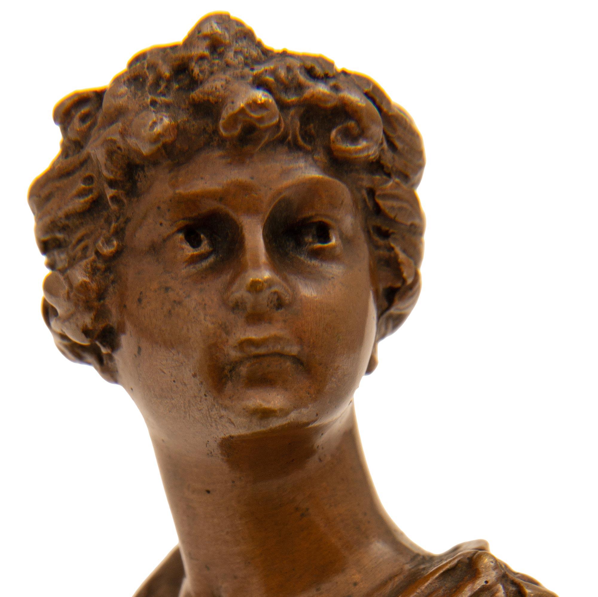 Bronzo Busto in bronzo patinato francese del XIX secolo in vendita