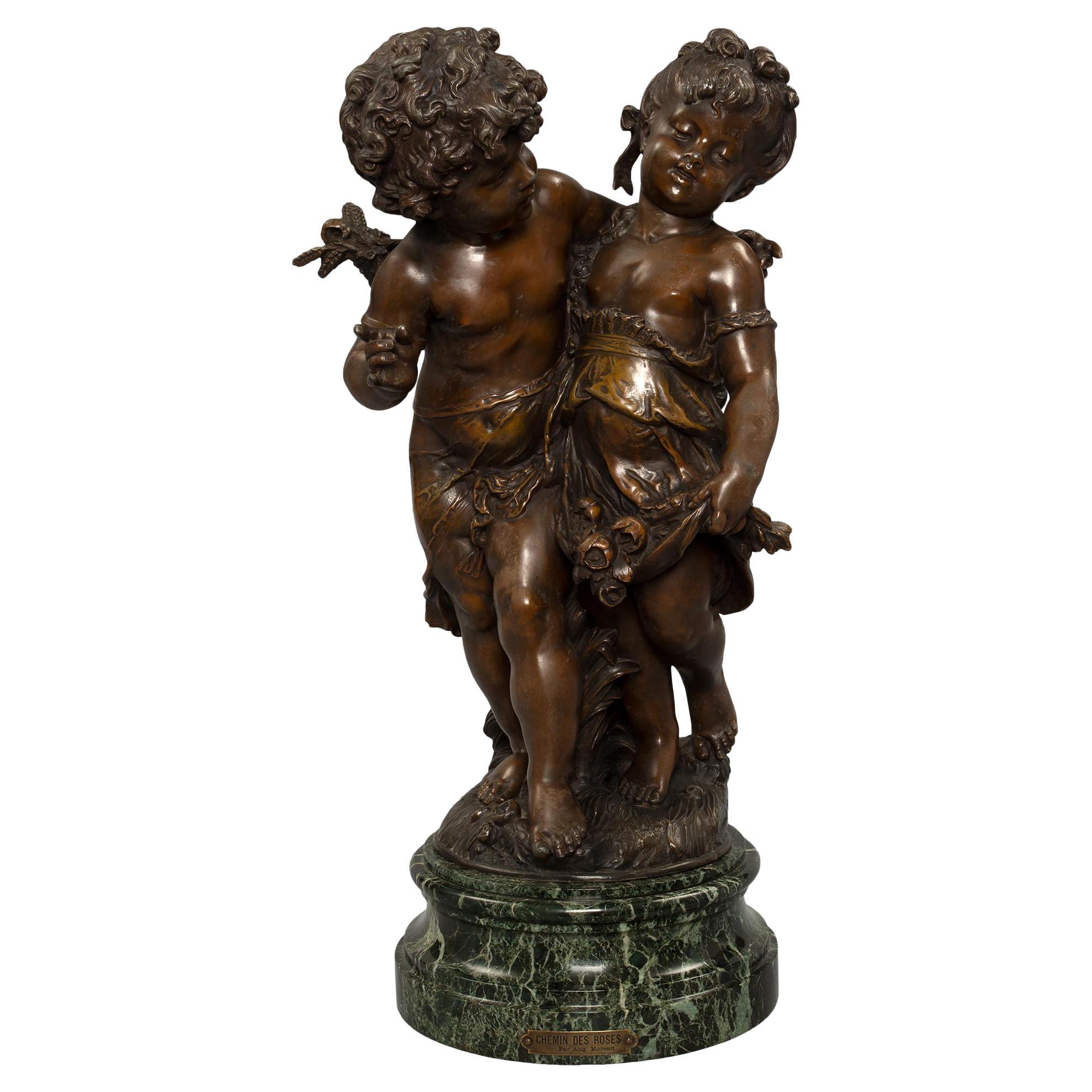 French 19th Century Patinated Bronze Entitled ‘Chemin Des Roses’ by August Morea