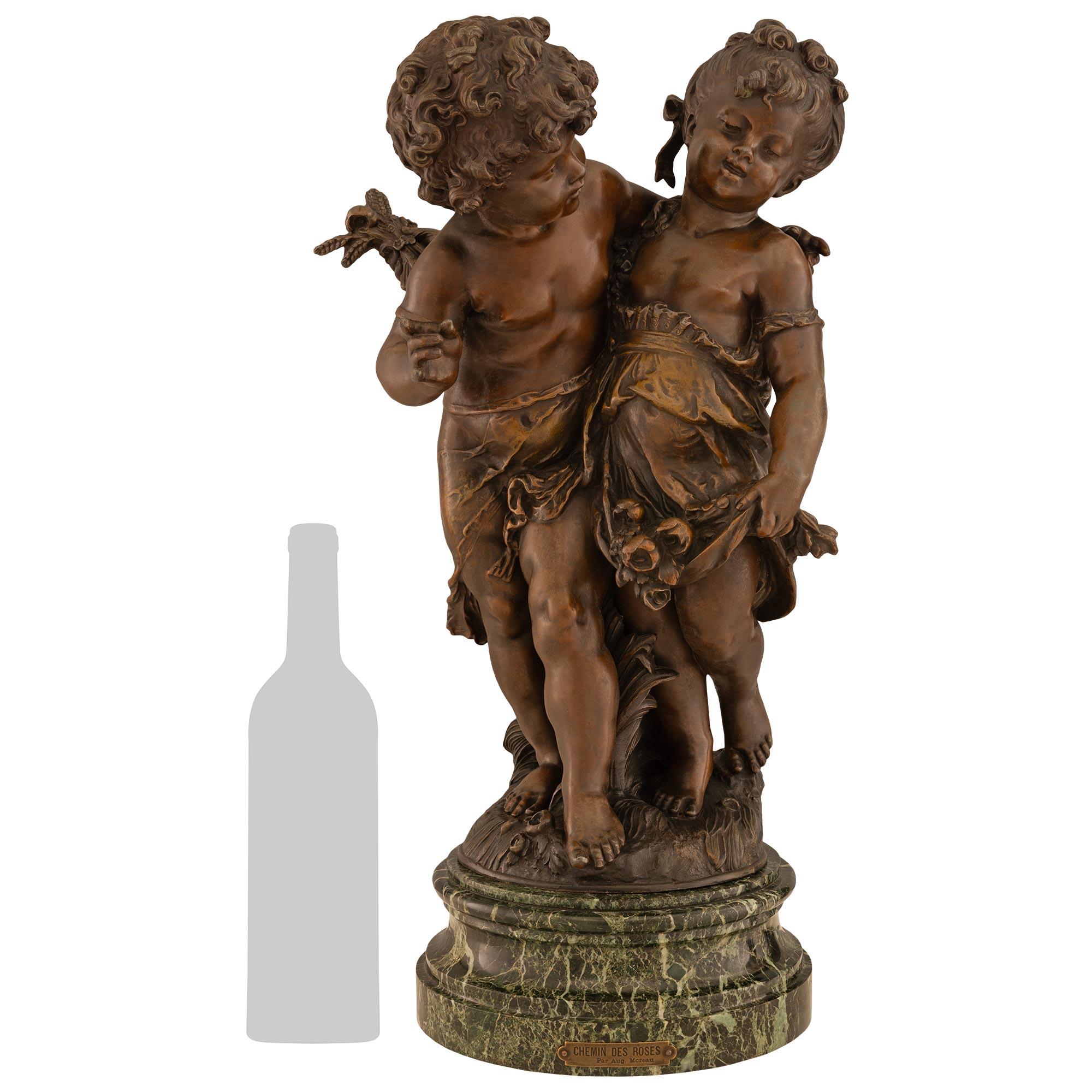French 19th Century Patinated Bronze Entitled ‘Chemin Des Roses’ by August Morea For Sale