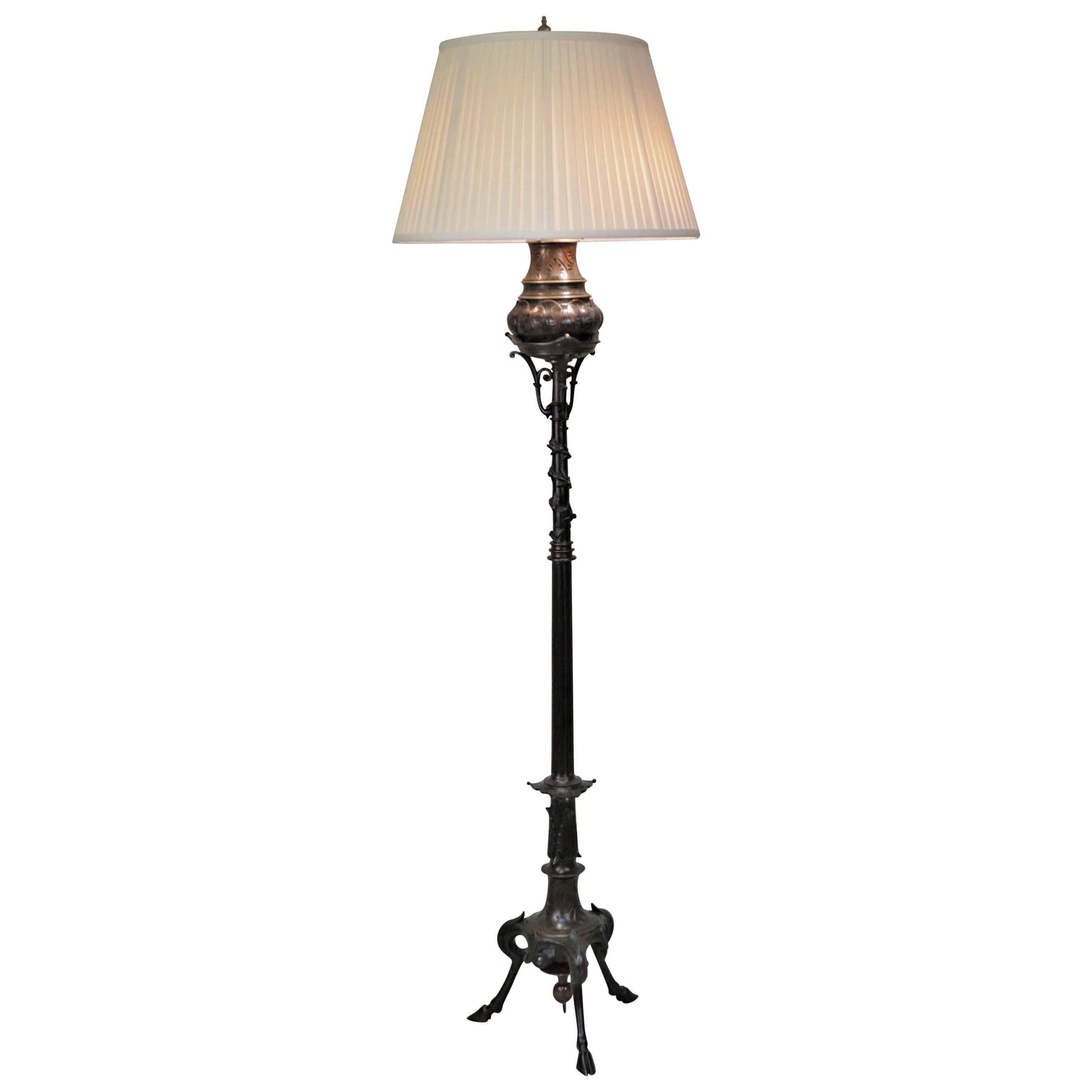 French 19th Century Patinated Bronze Floor Lamp in Style of Barbedienne