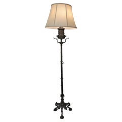 Antique French 19th Century Patinated Bronze Floor Lamp in Style of Barbedienne
