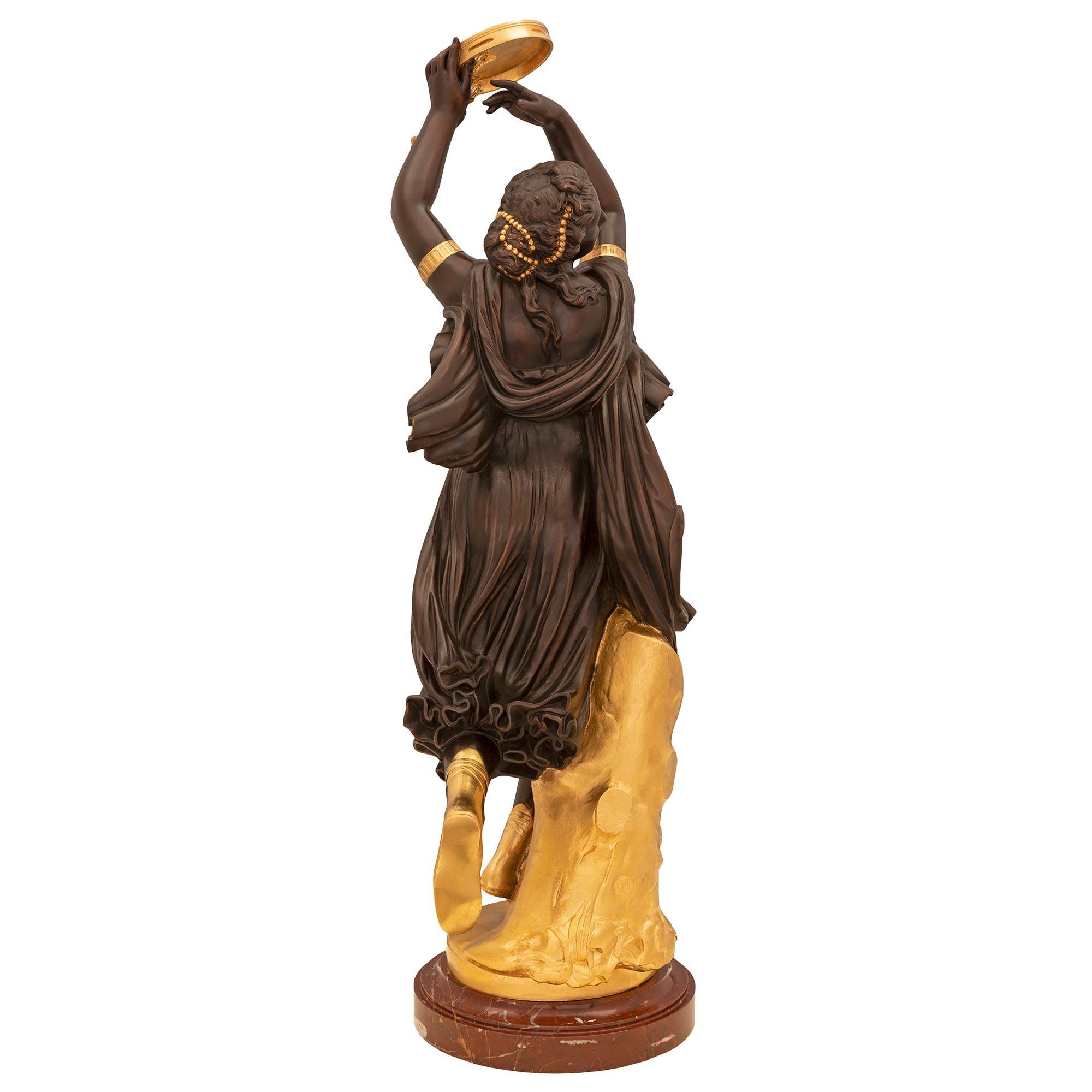 French 19th Century Patinated Bronze, Ormolu, And Marble Statue Signed Clésinger For Sale 1