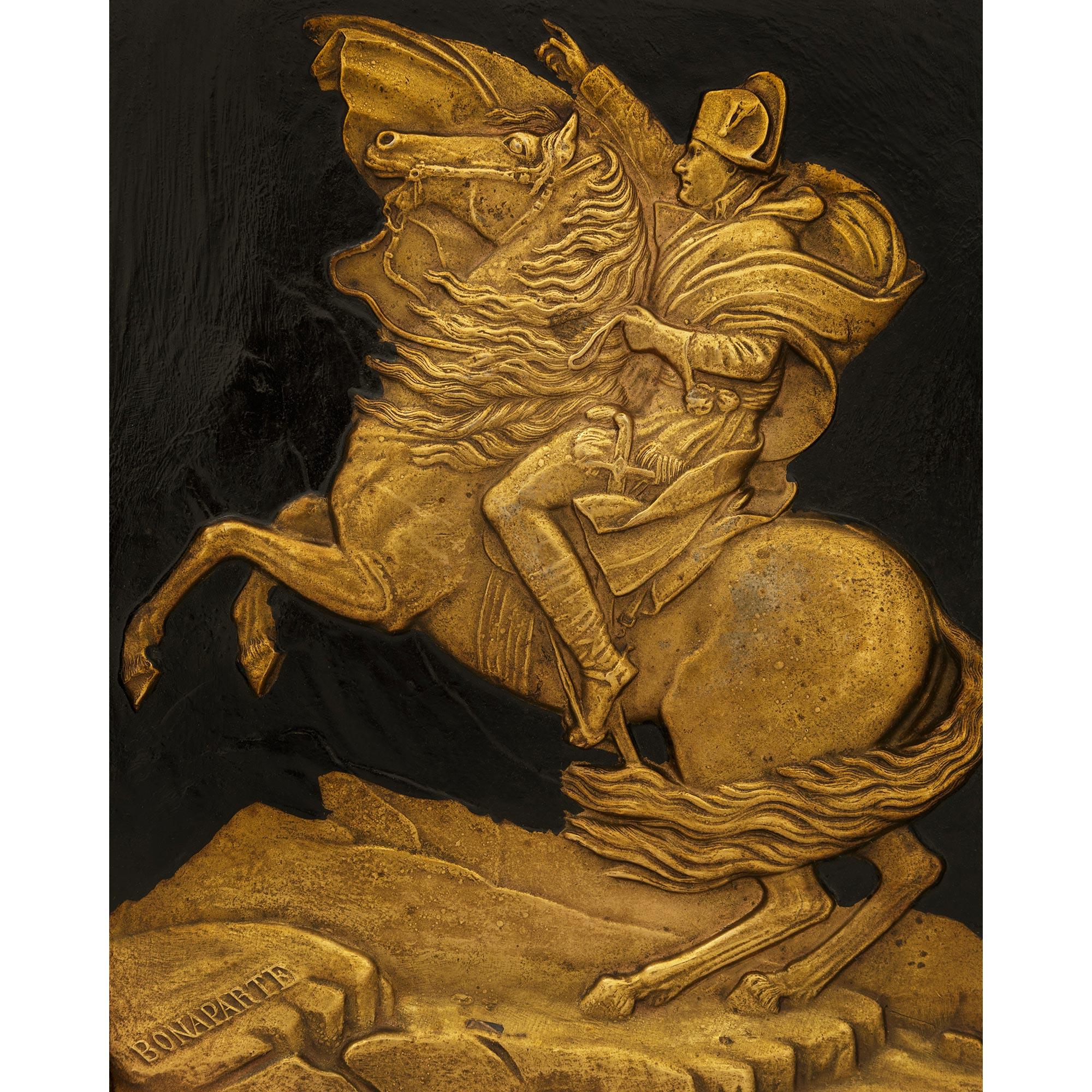 Bronzo Targa di Napoleone in bronzo patinato, ormolu e Oak, del XIX secolo. in vendita
