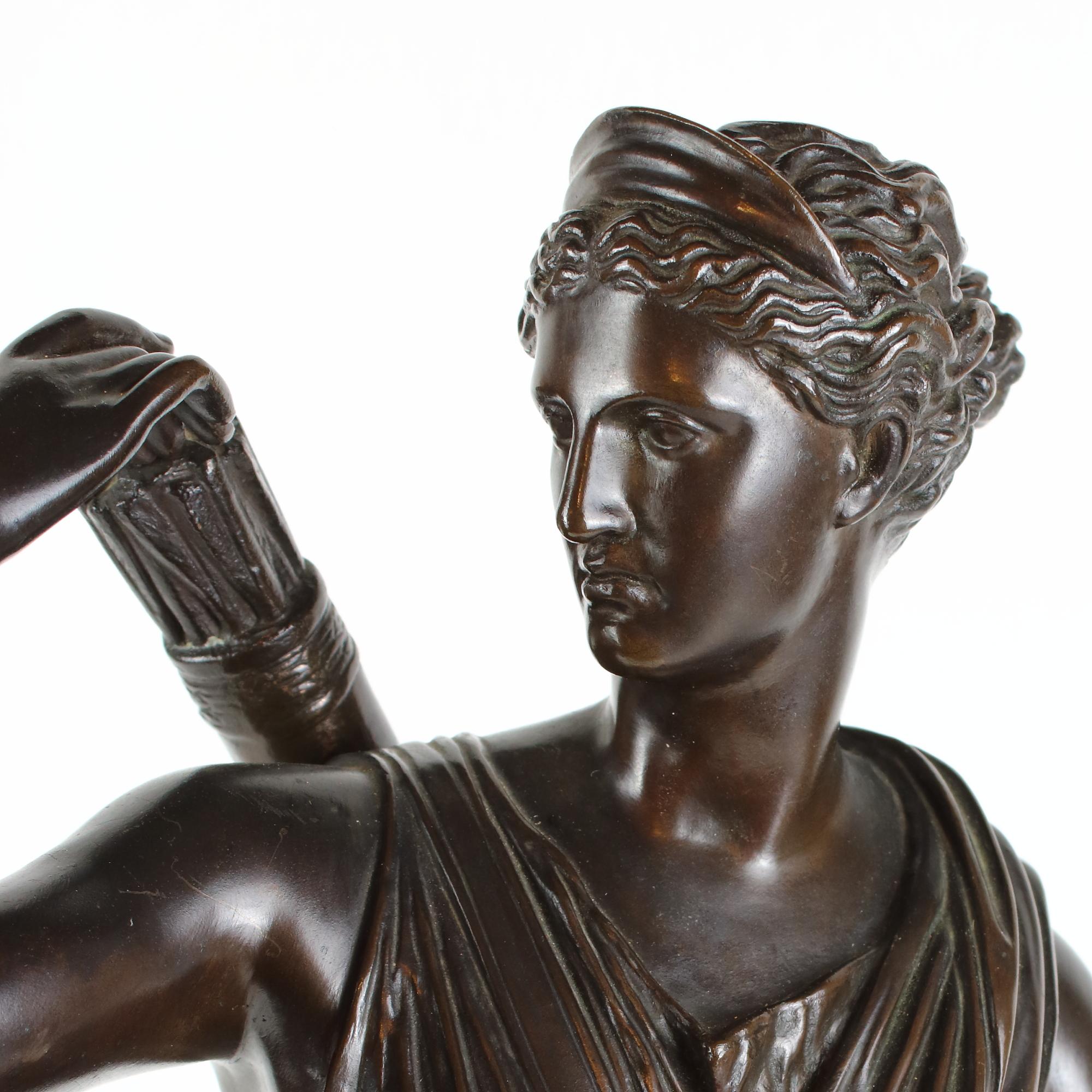 French 19th Century Patinated Bronze Sculpture Copy of Roman Diana of Versailles 5
