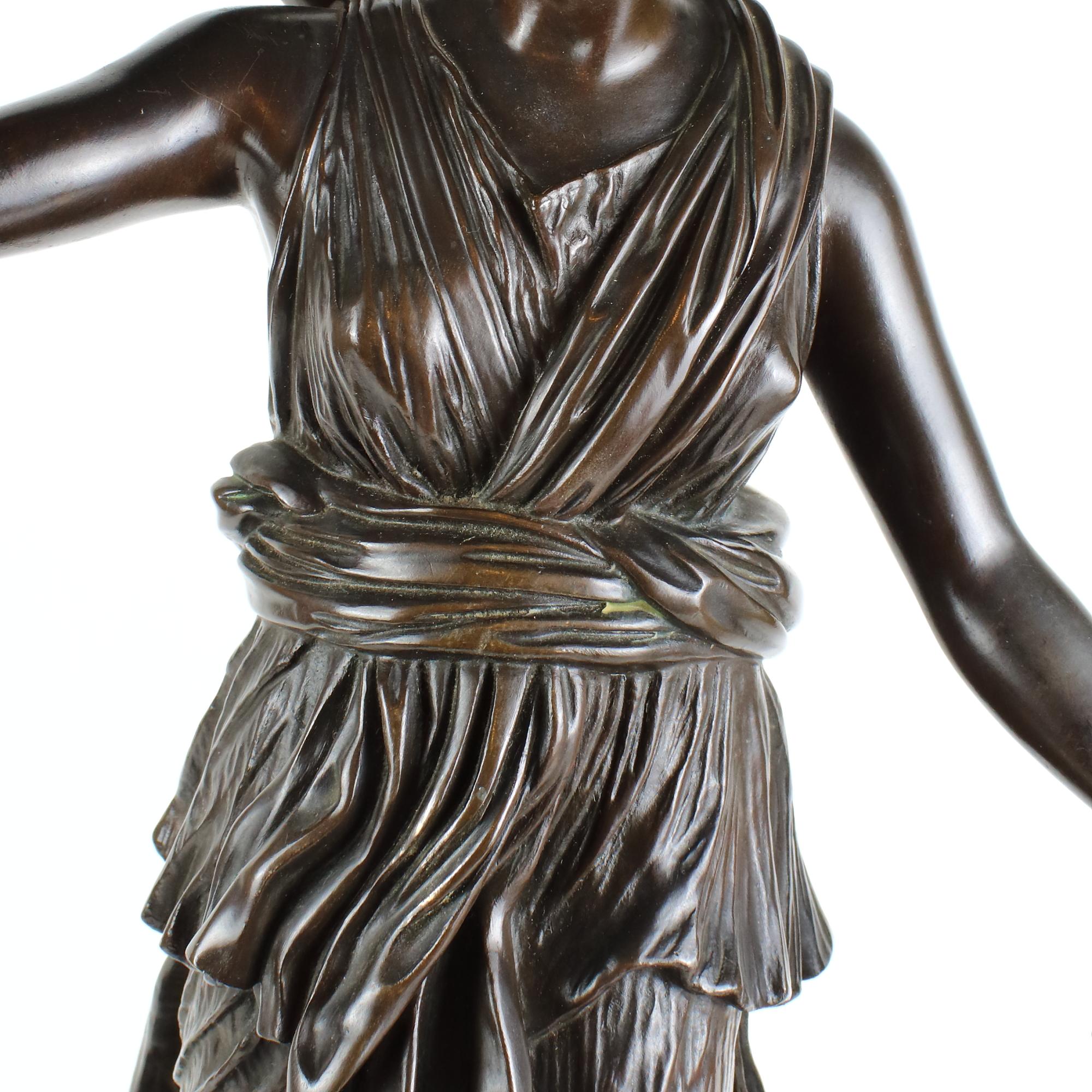 French 19th Century Patinated Bronze Sculpture Copy of Roman Diana of Versailles 7