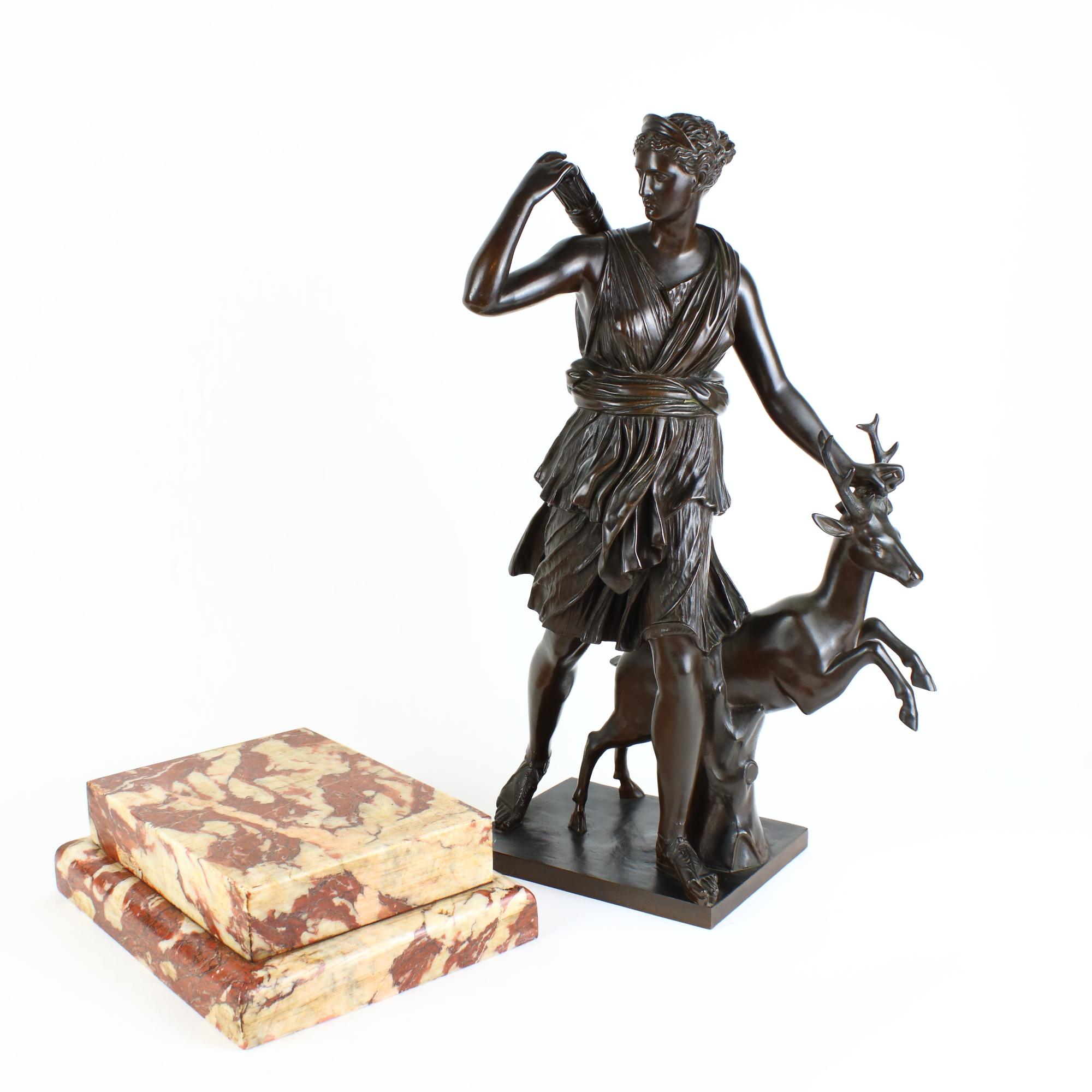 French 19th Century Patinated Bronze Sculpture Copy of Roman Diana of Versailles 8