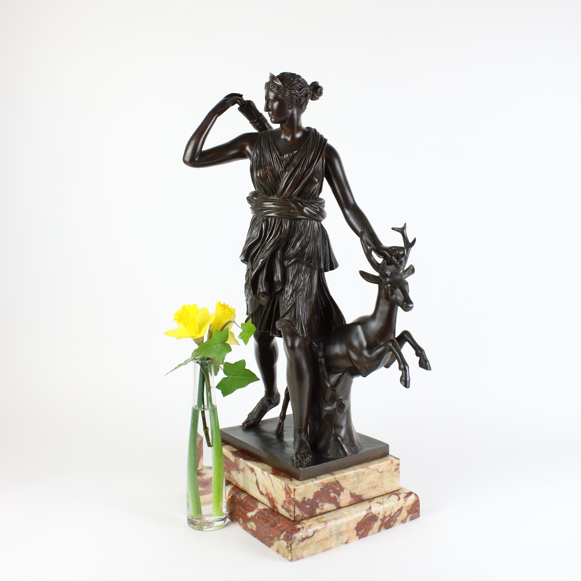 French 19th Century Patinated Bronze Sculpture Copy of Roman Diana of Versailles 9