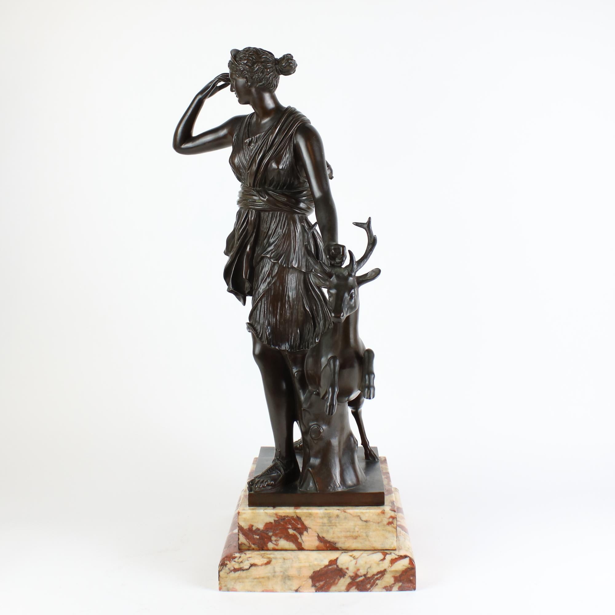 Late 19th Century French 19th Century Patinated Bronze Sculpture Copy of Roman Diana of Versailles