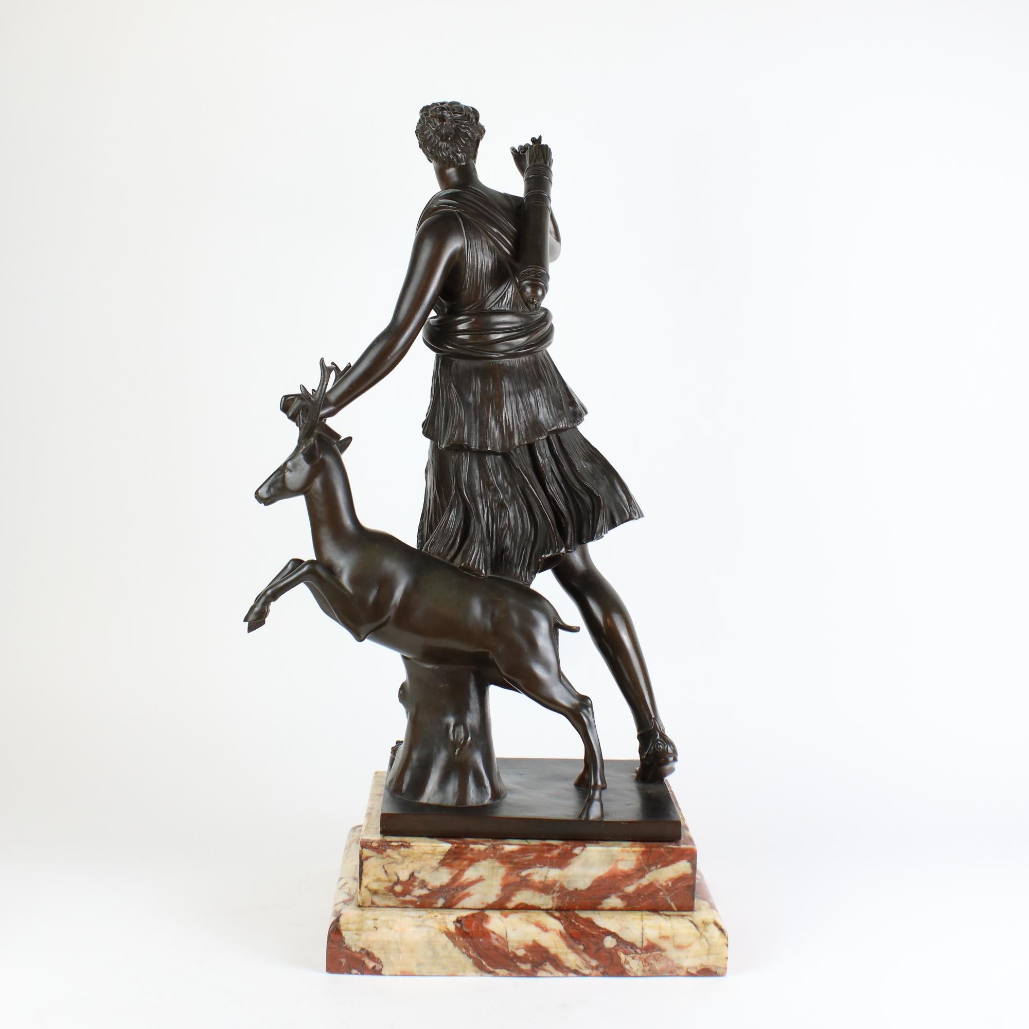 French 19th Century Patinated Bronze Sculpture Copy of Roman Diana of Versailles 1