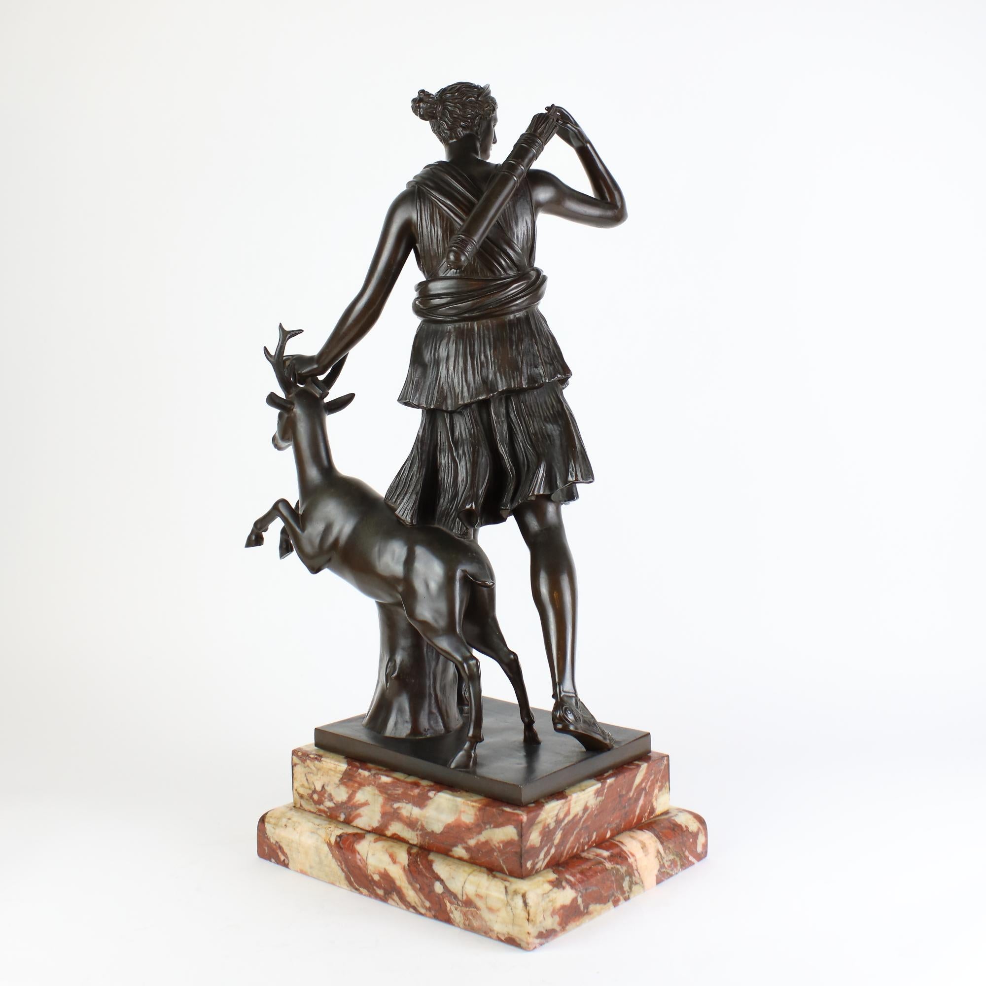 French 19th Century Patinated Bronze Sculpture Copy of Roman Diana of Versailles 2
