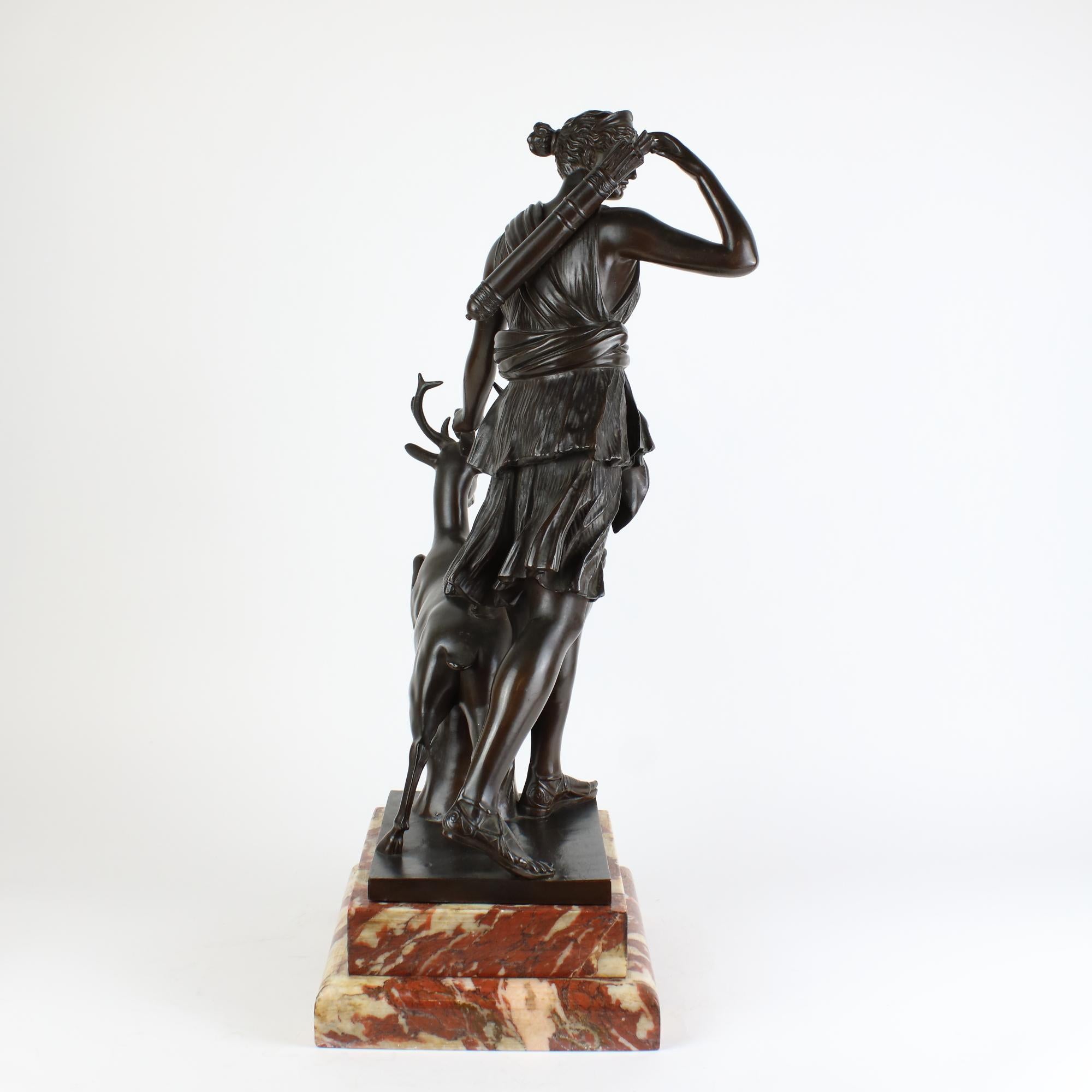 French 19th Century Patinated Bronze Sculpture Copy of Roman Diana of Versailles 4