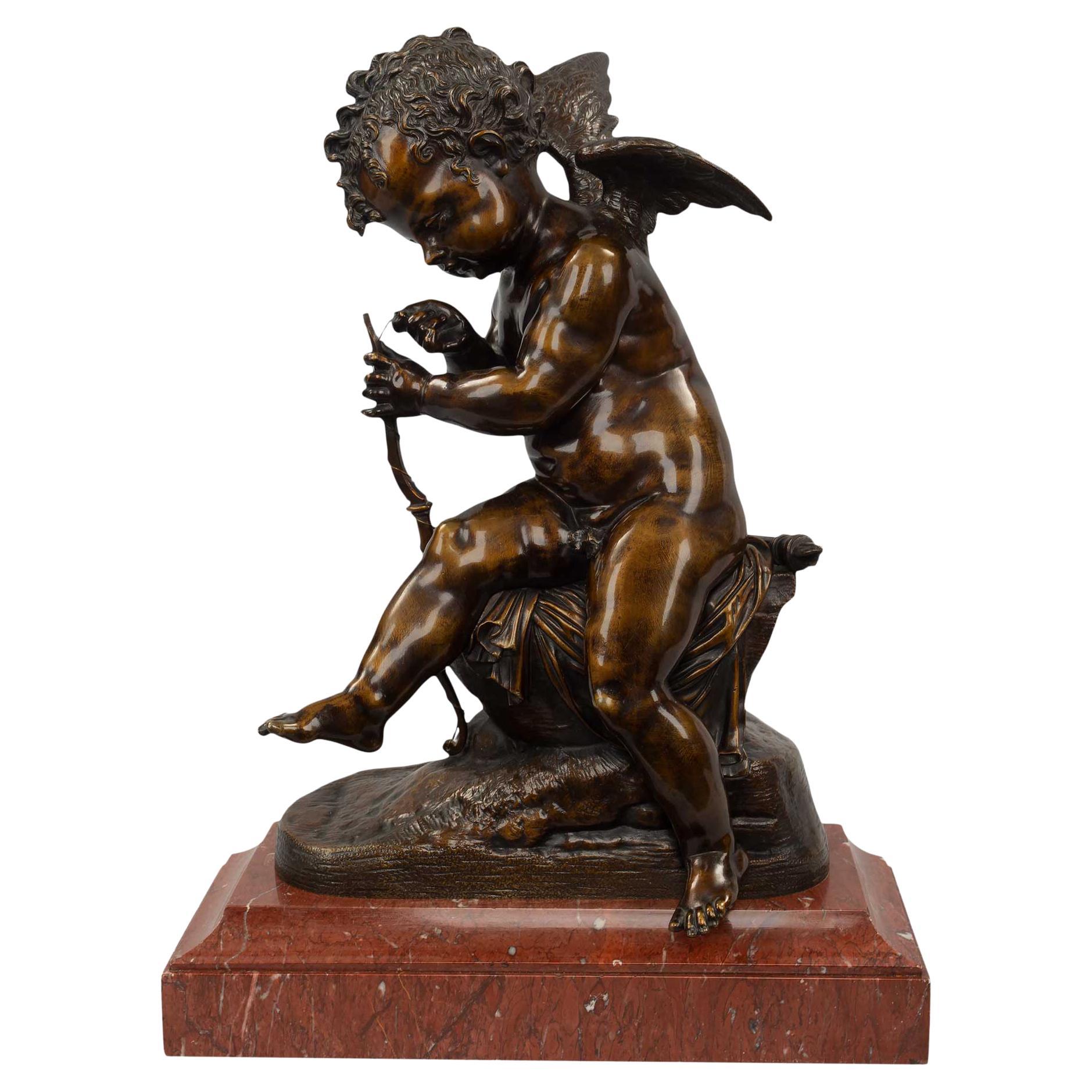 French 19th Century Patinated Bronze Statue, after Charles Gabriel Lemire For Sale