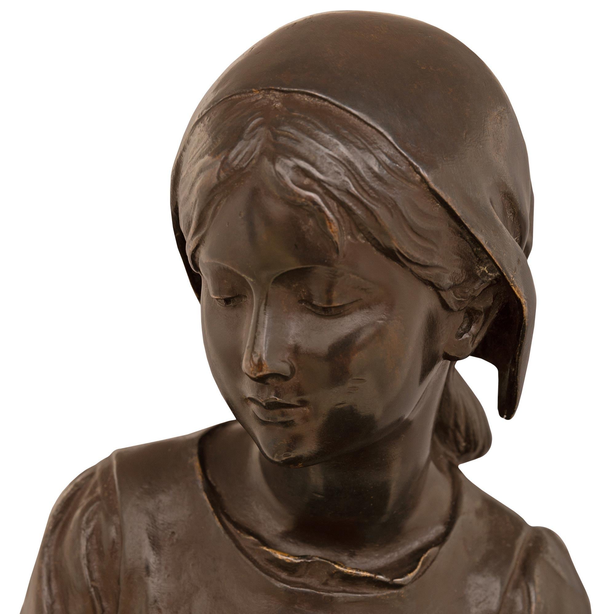 Patinierte Bronzestatue aus dem 19. Jahrhundert (Marmor) im Angebot