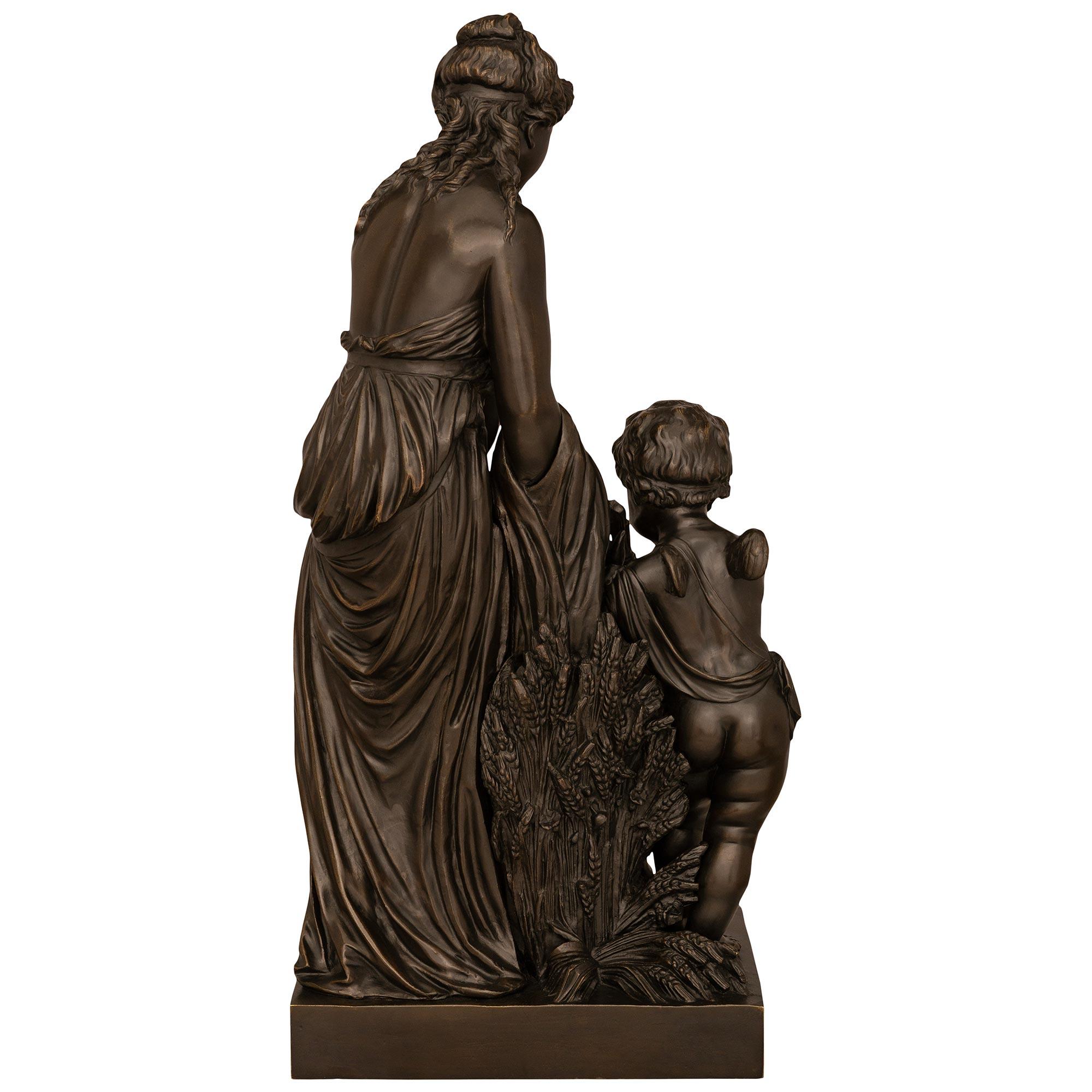 French 19th Century Patinated Bronze Statue Of A Woman And Child Signed Stella For Sale 7