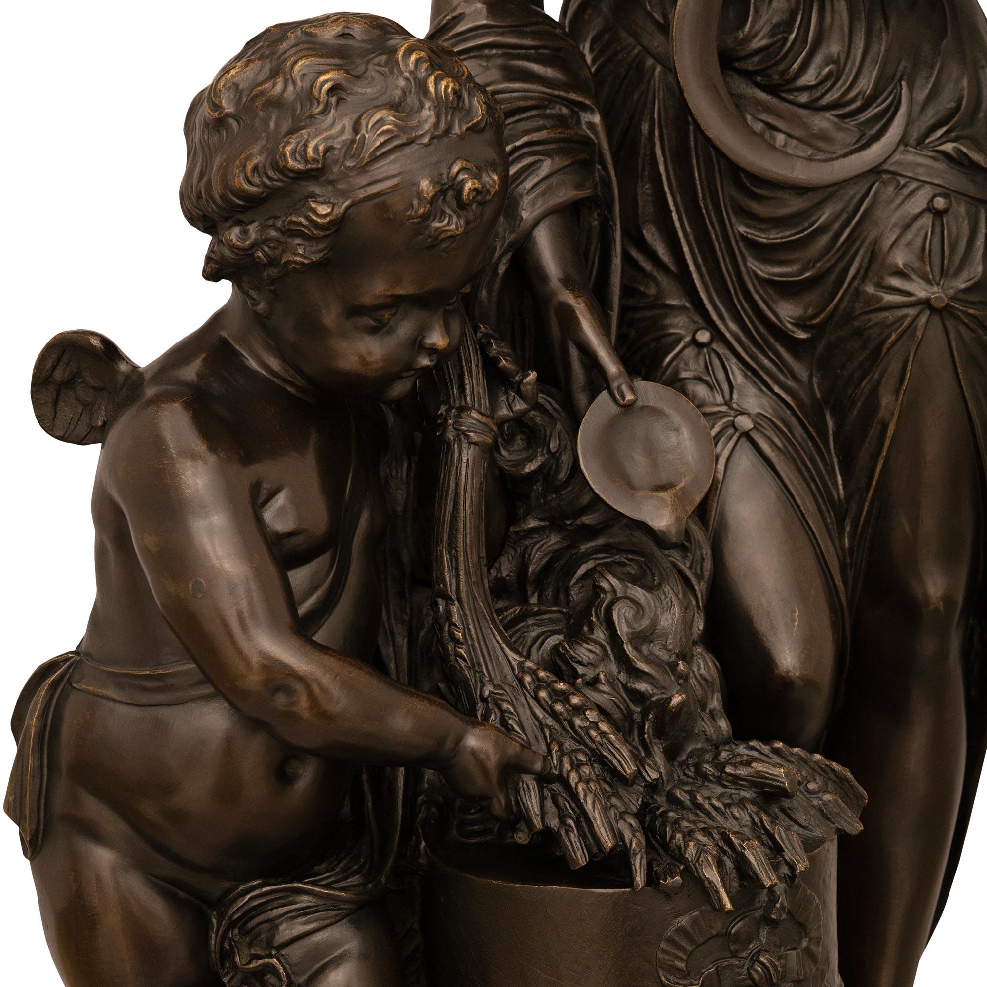 French 19th Century Patinated Bronze Statue Of A Woman And Child Signed Stella For Sale 3