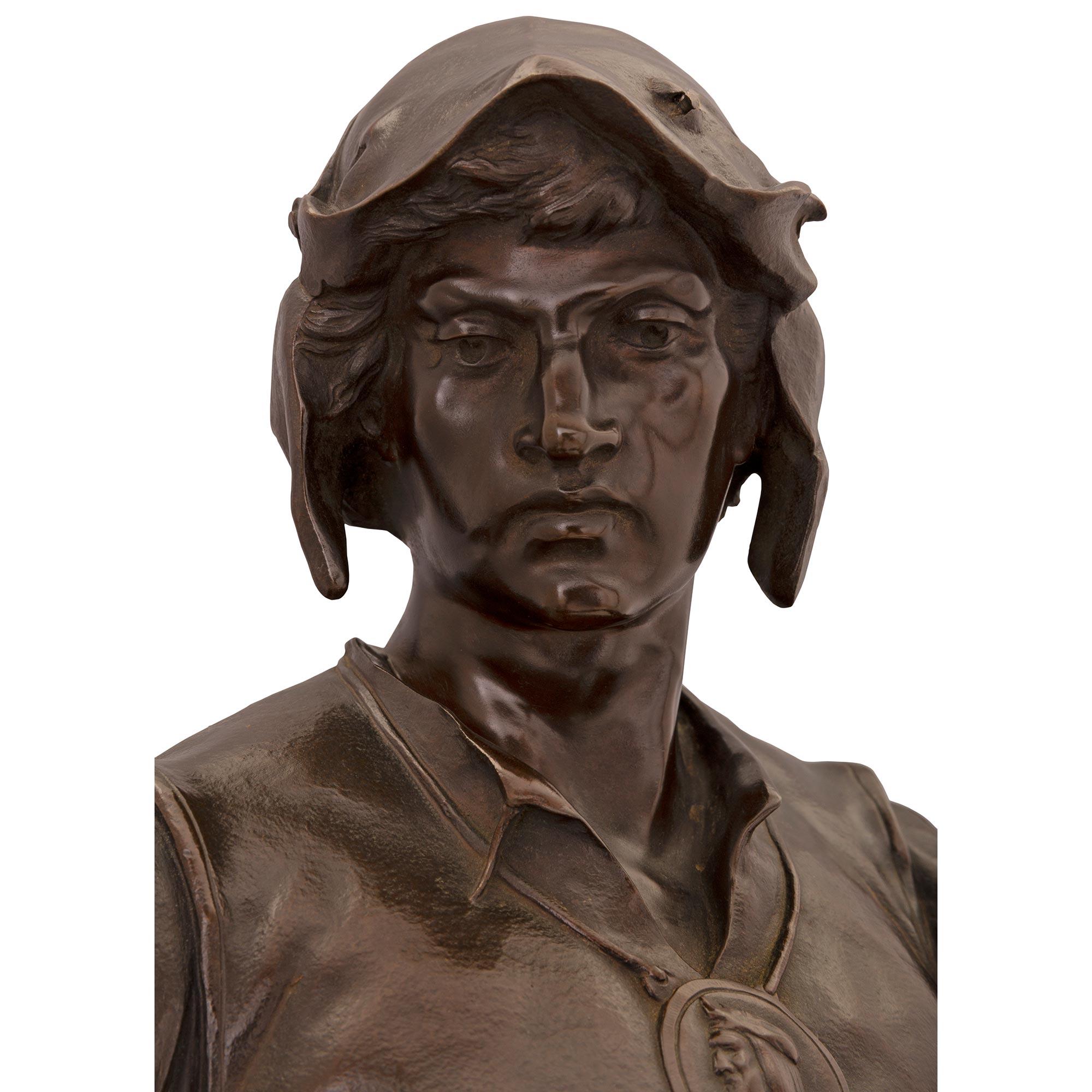 French 19th Century Patinated Bronze Statue of a Young Soldier For Sale 2