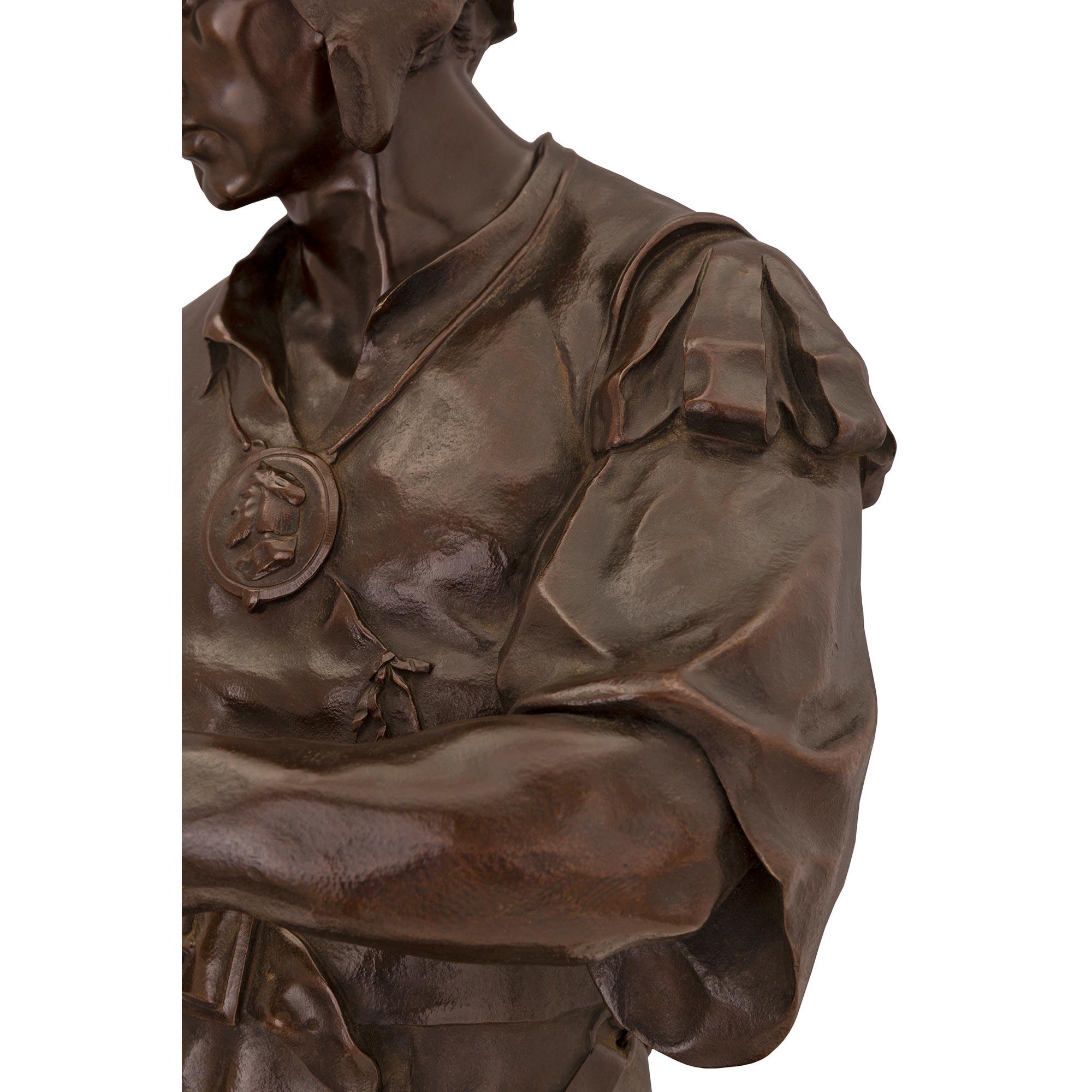 French 19th Century Patinated Bronze Statue of a Young Soldier For Sale 3