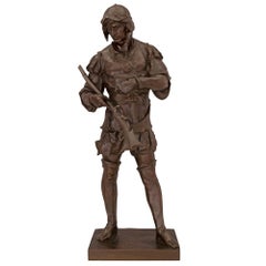 French 19th Century Patinated Bronze Statue of a Young Soldier