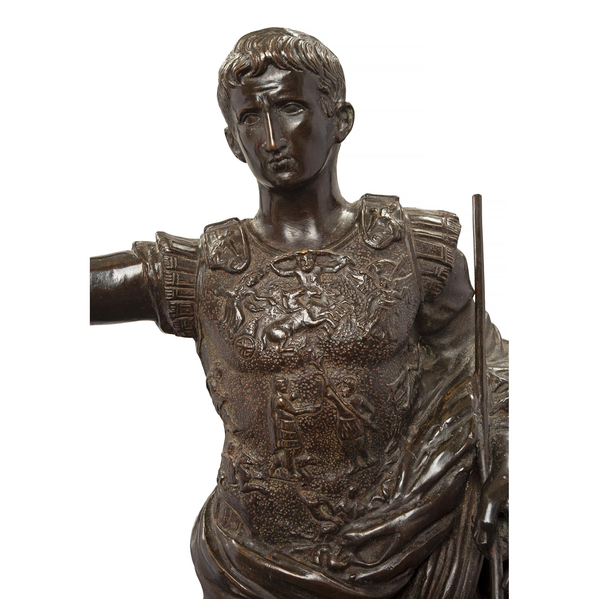 French 19th Century Patinated Bronze Statue of Augustus of Prima Porta In Good Condition For Sale In West Palm Beach, FL