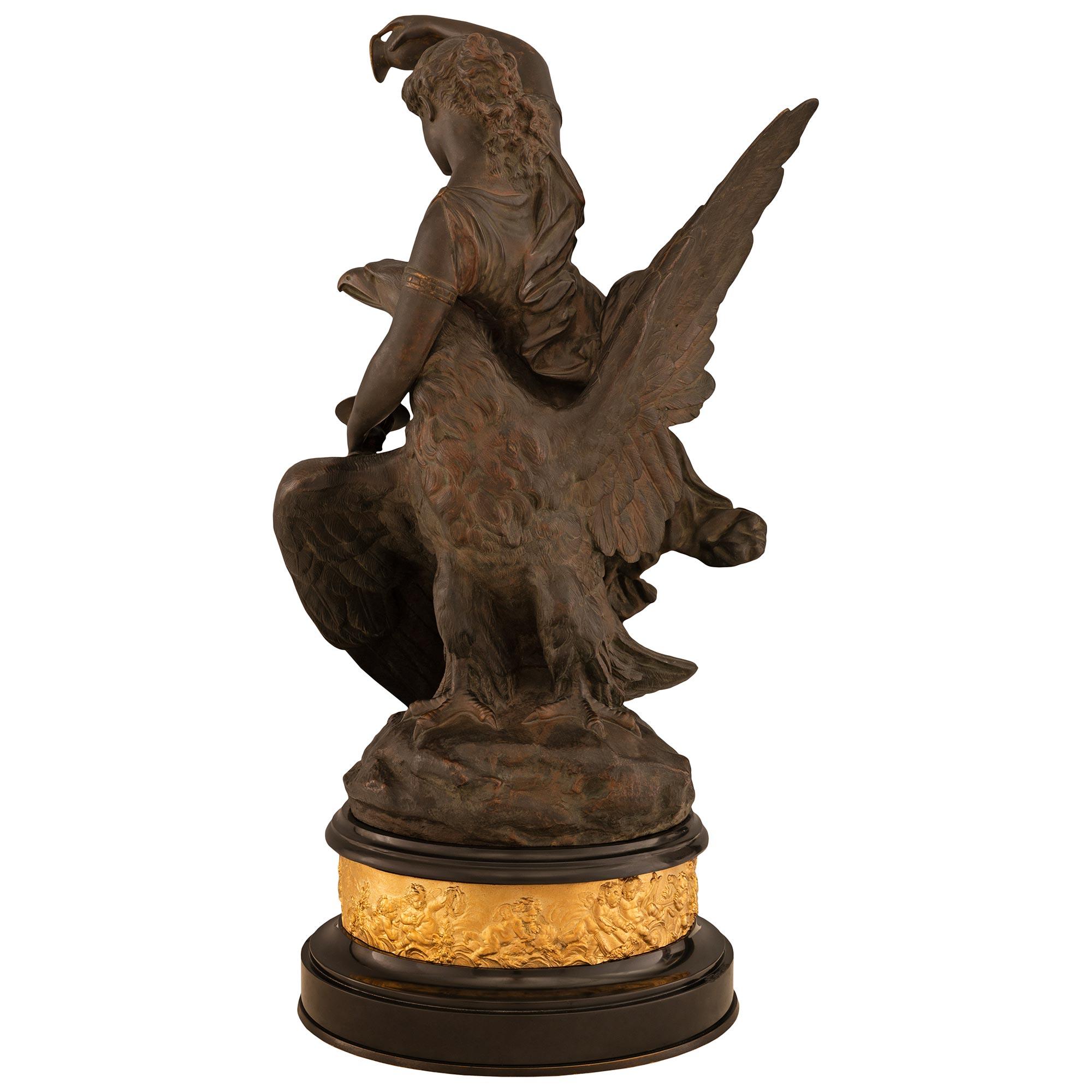 French 19th Century Patinated Bronze Statue of Hebe and the Eagle of Jupiter For Sale 5