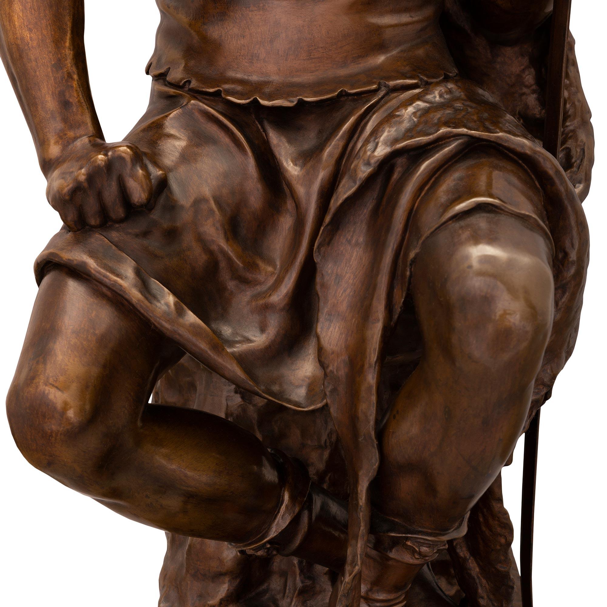 French 19th Century Patinated Bronze Statue Signed P. Dubois And F. Barbedienne For Sale 4